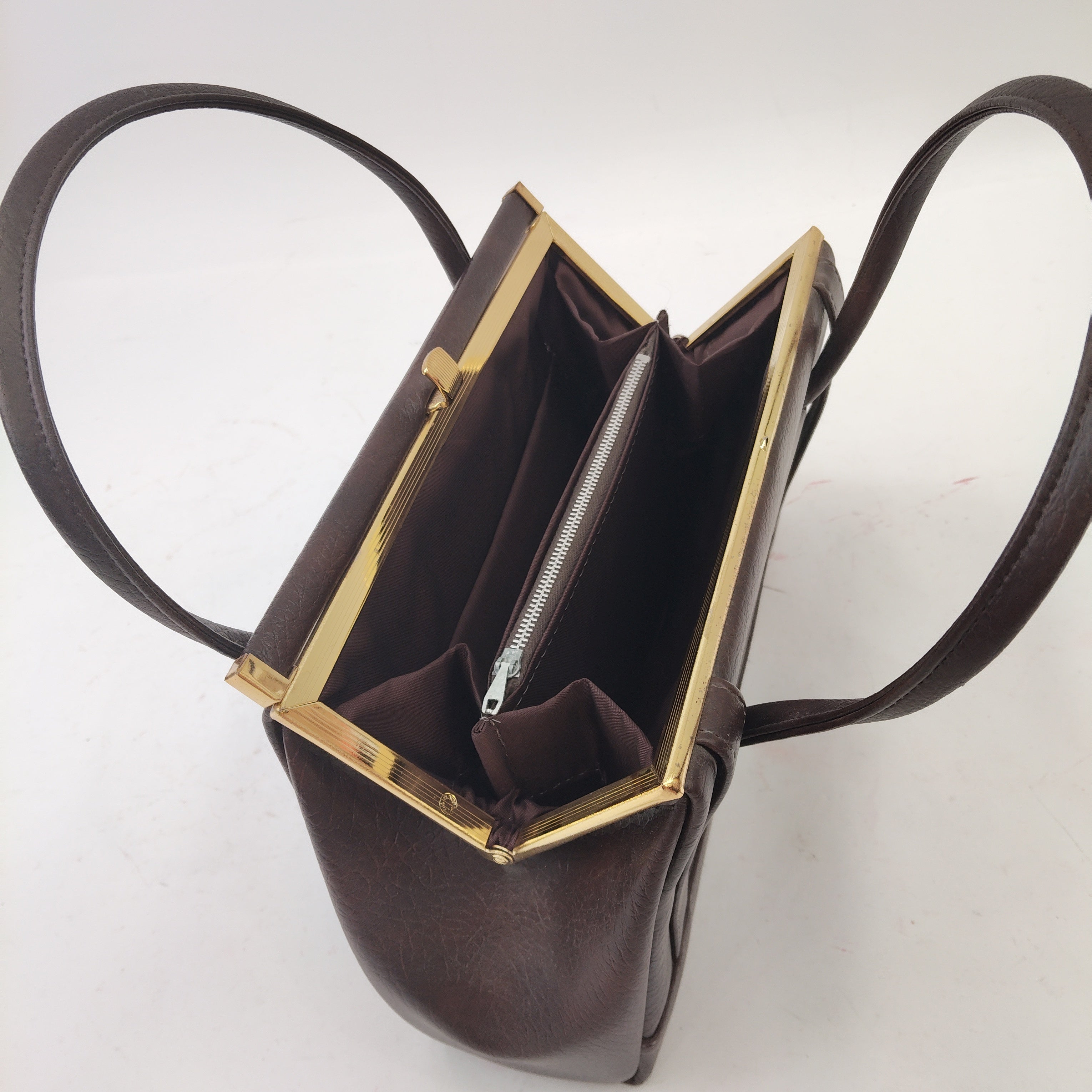 inner image for Vintage Handbag Double Handle Brown Small Womenswear | Pre-loved