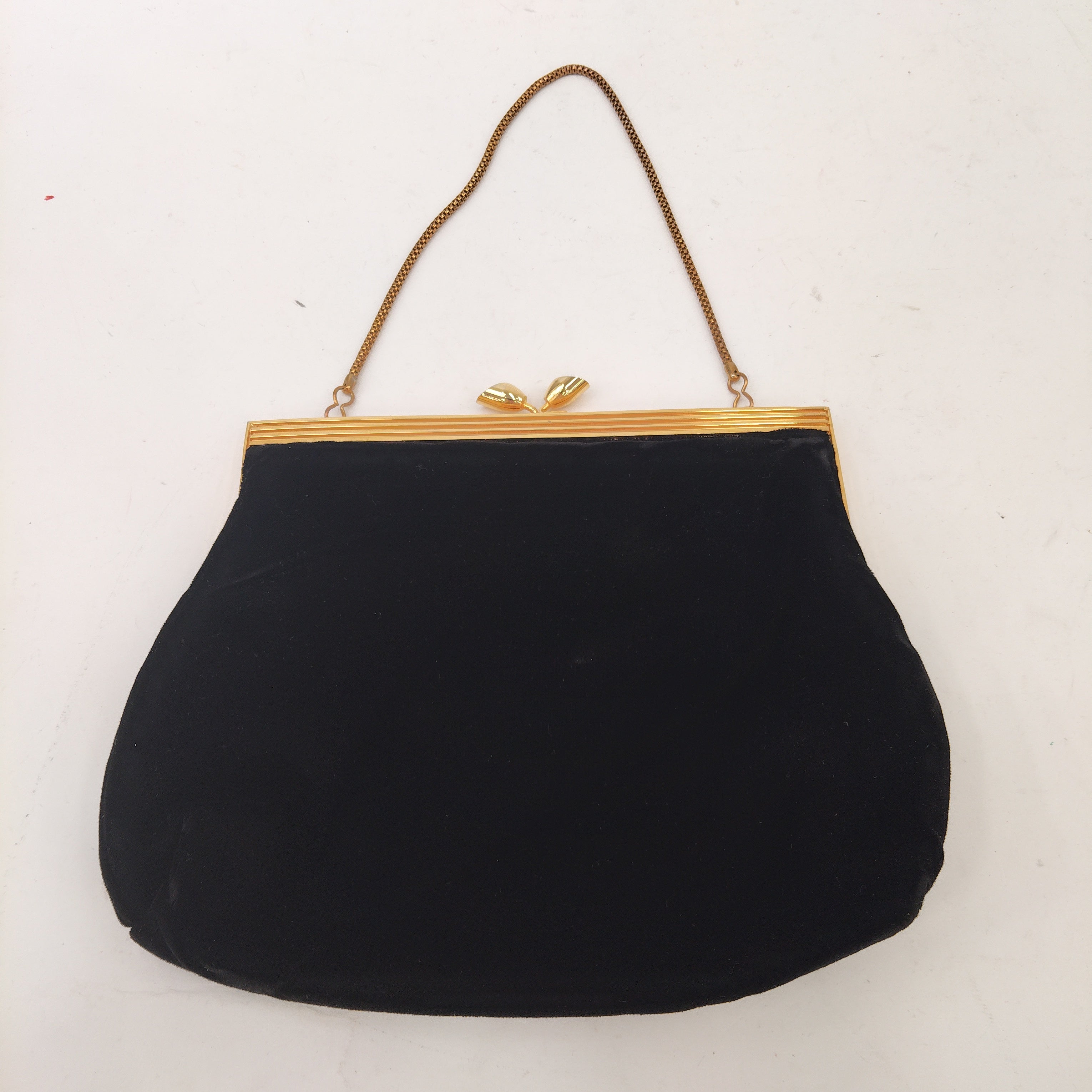front image for Velvet Clutch Bag Purse Black Diamante Womenswear | Pre-loved