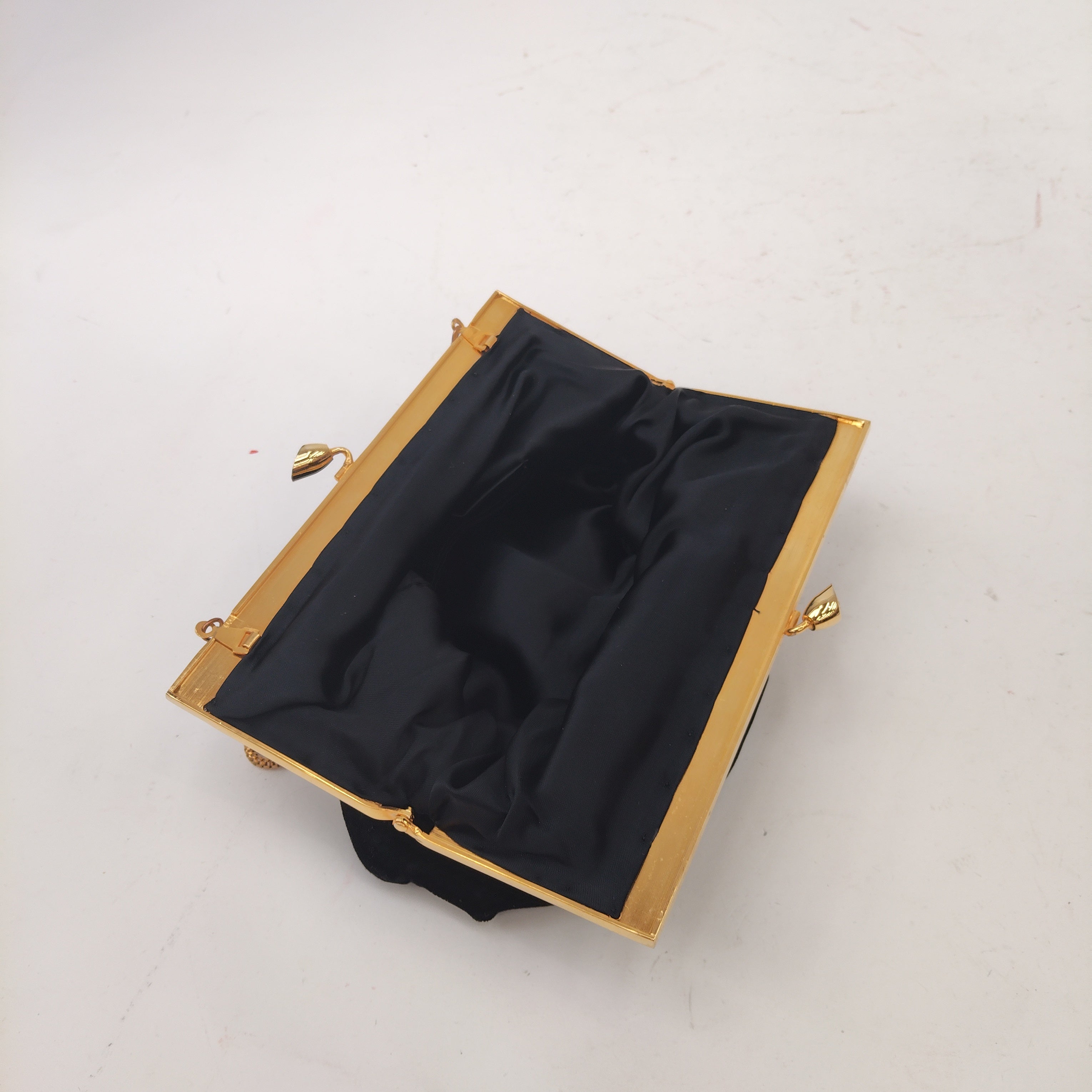 inner image for Velvet Clutch Bag Purse Black Diamante Womenswear | Pre-loved
