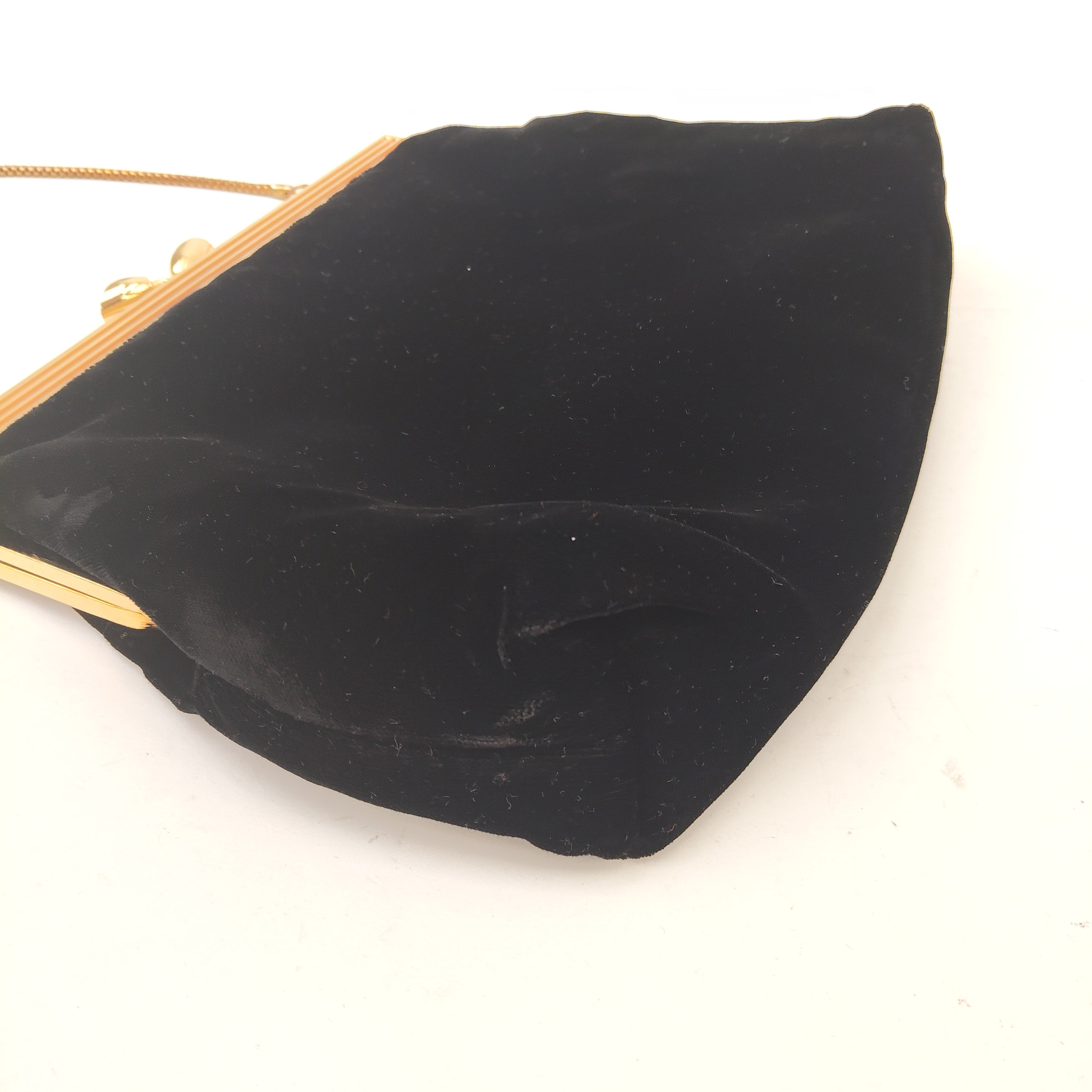 side image for Velvet Clutch Bag Purse Black Diamante Womenswear | Pre-loved