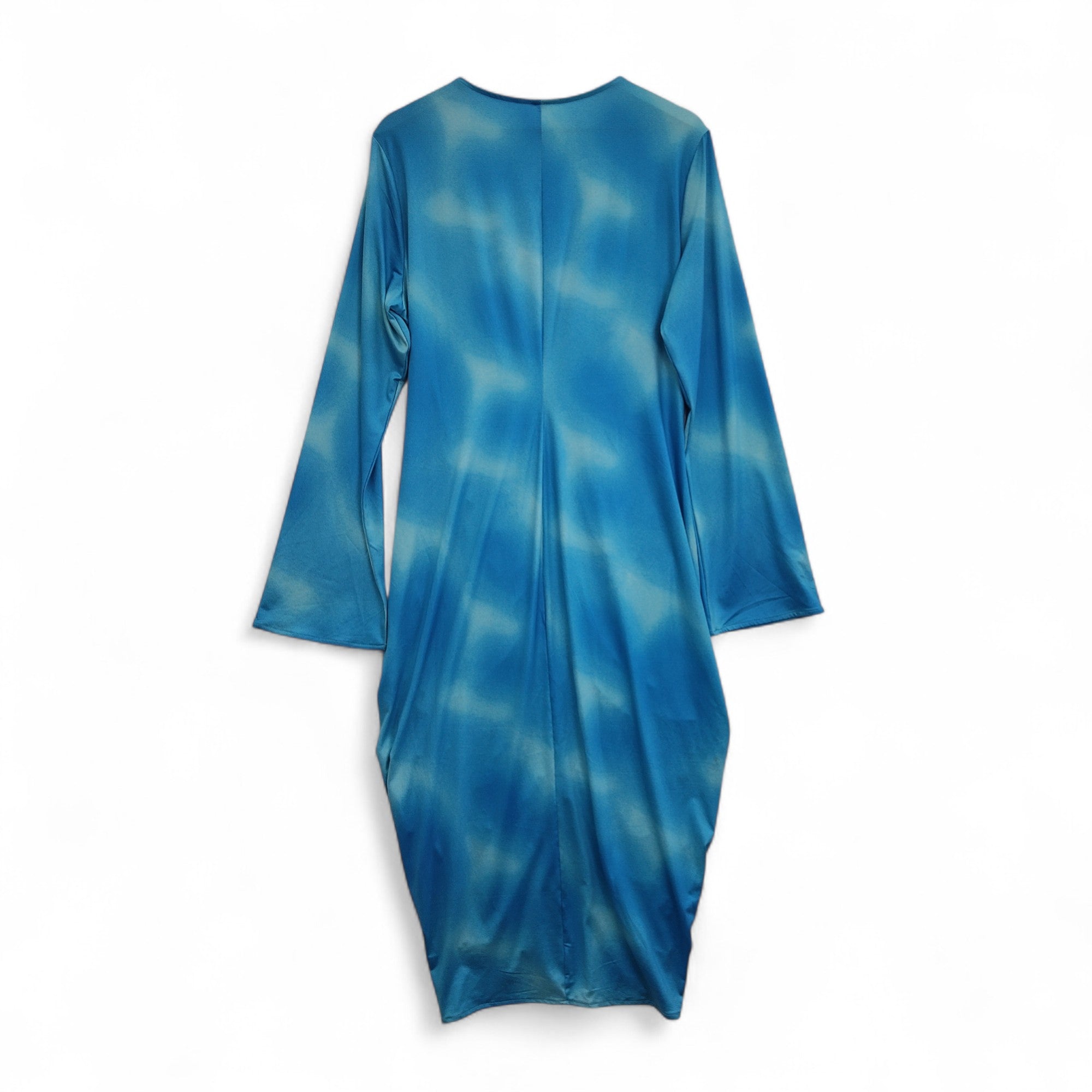 back image for Ruched Dress XL Blue V Neck Midi Womenswear | Pre-loved