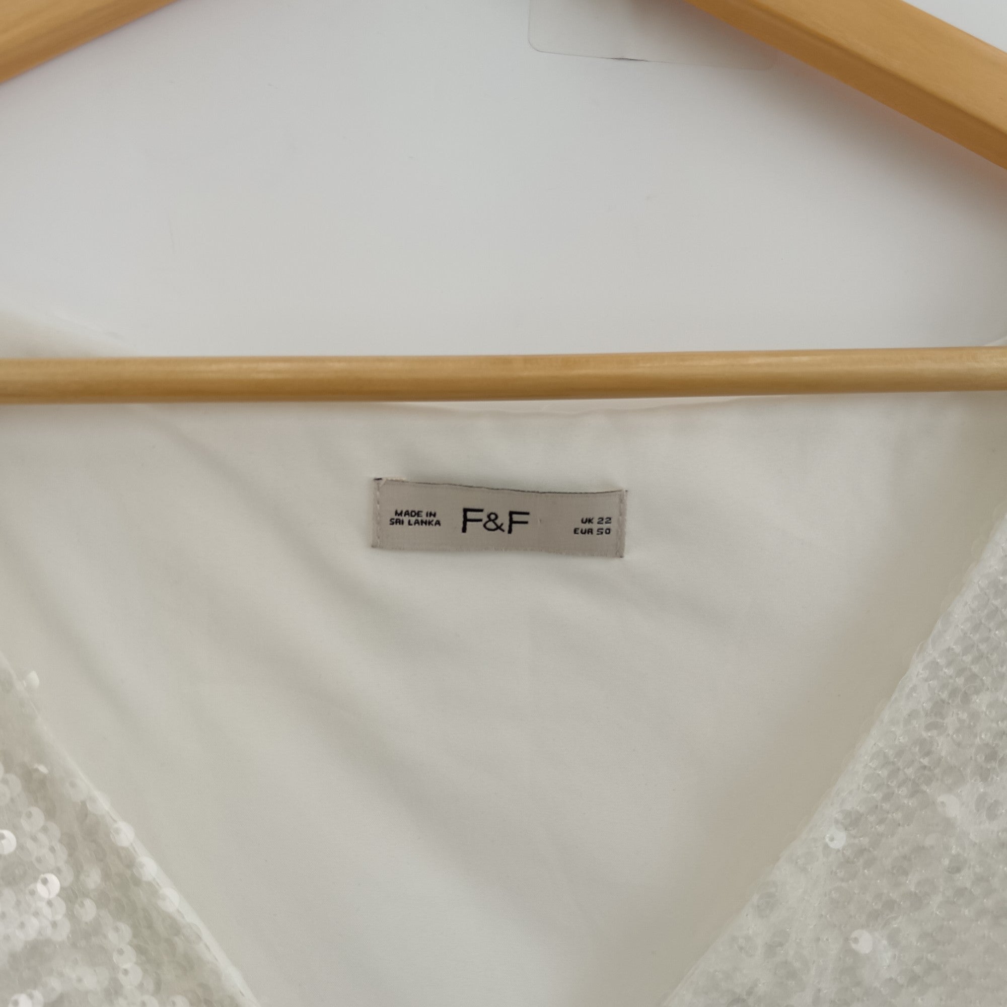 label image for F & F Sequin Top UK 22 Ivory Sleeveless Womenswear | Pre-loved