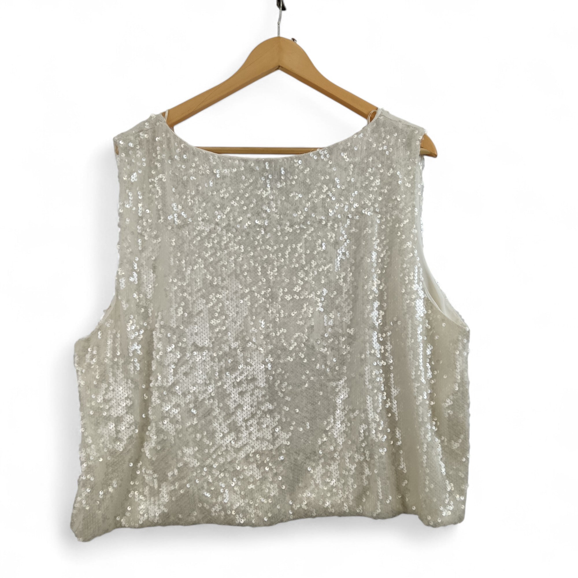 back image for F & F Sequin Top UK 22 Ivory Sleeveless Womenswear | Pre-loved