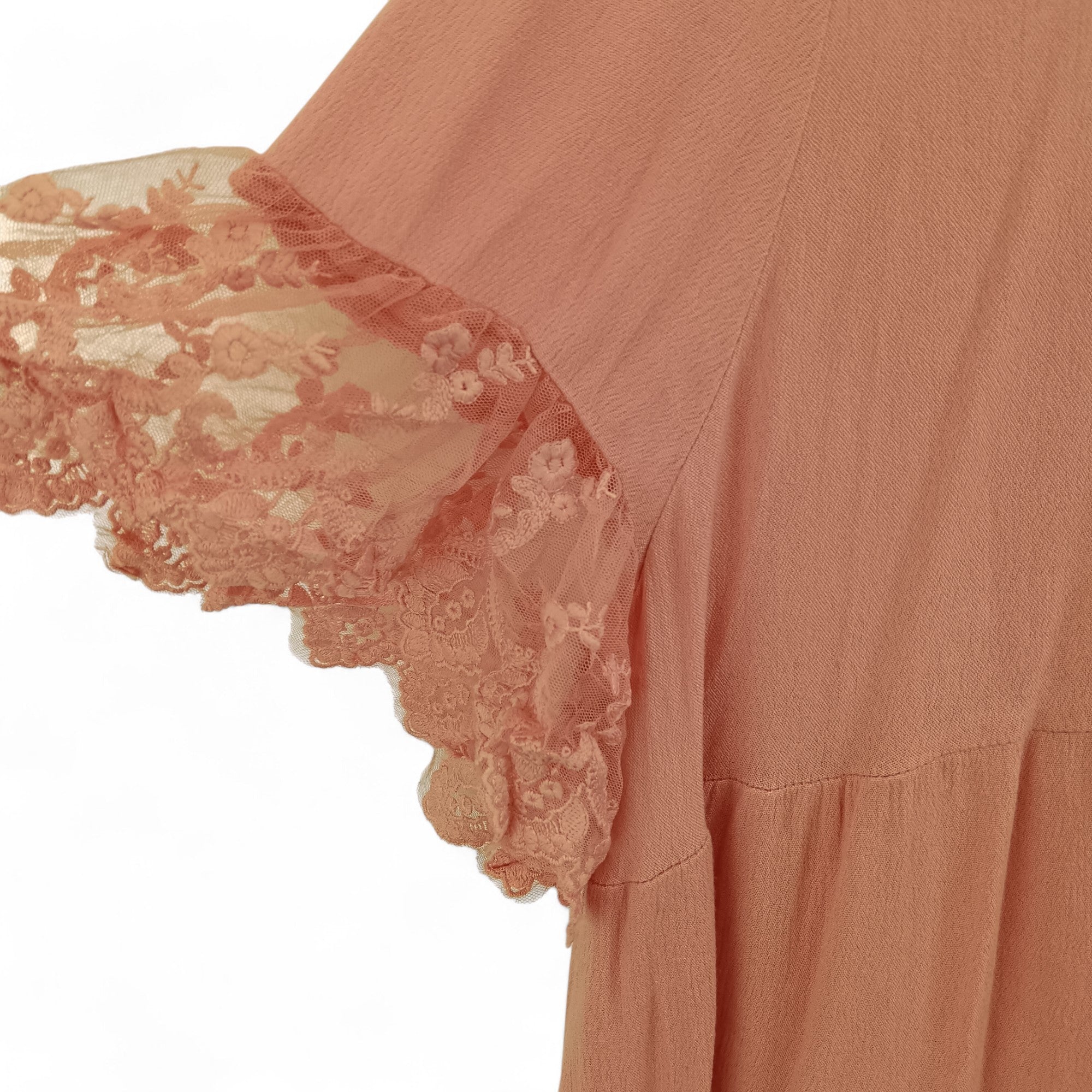 sleeve image for Emery Rose Blouse Top 2XL Pink Lace Trim Womenswear | Pre-loved