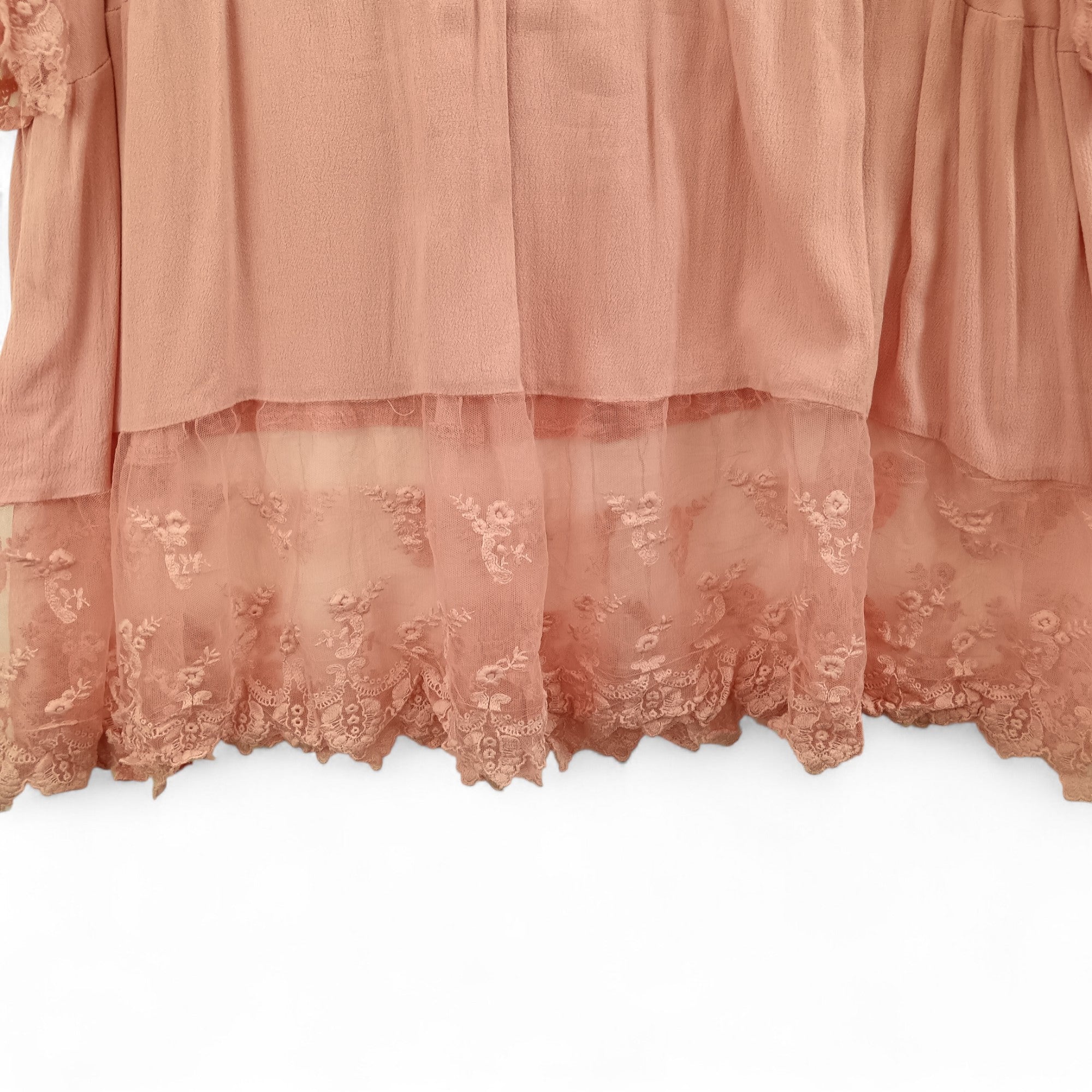 hem image for Emery Rose Blouse Top 2XL Pink Lace Trim Womenswear | Pre-loved