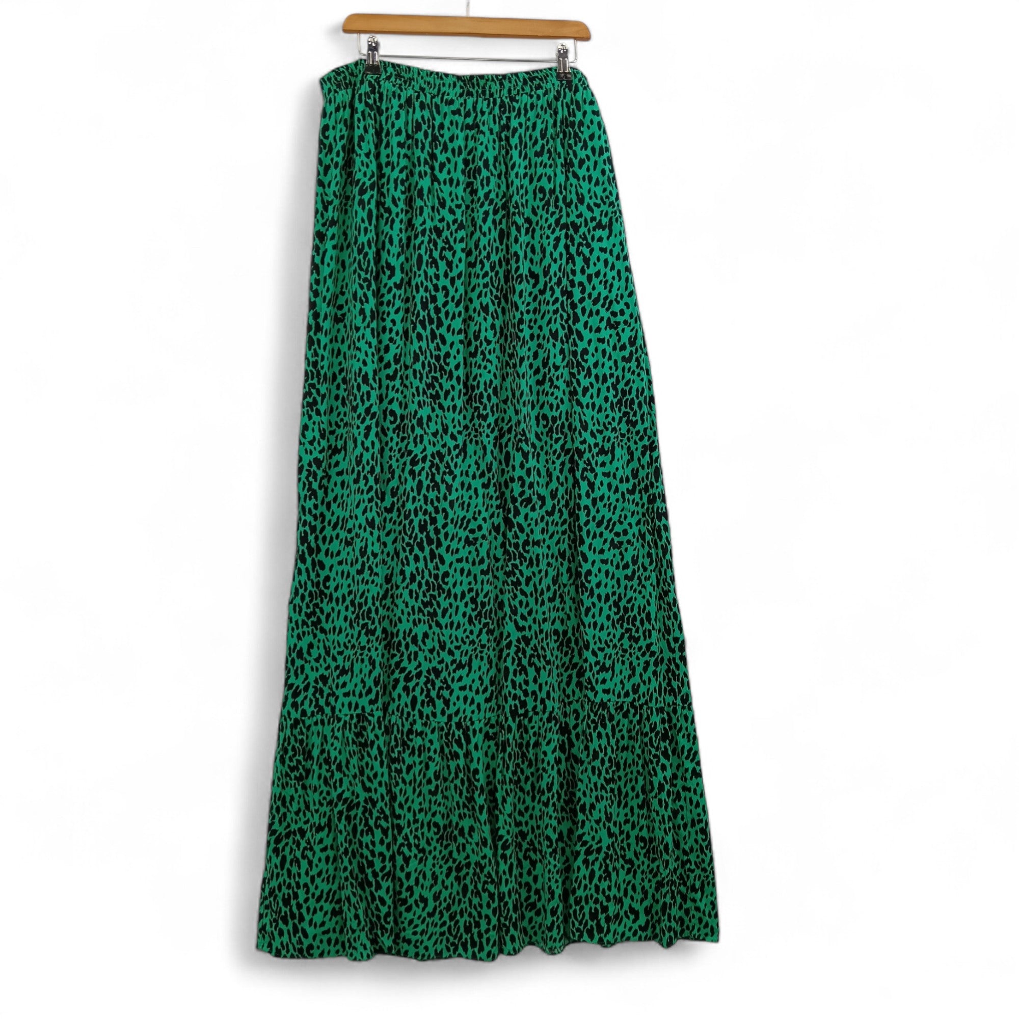 front image for LTS Maxi Skirt UK 22 Green Animal Print Womenswear | Pre-loved