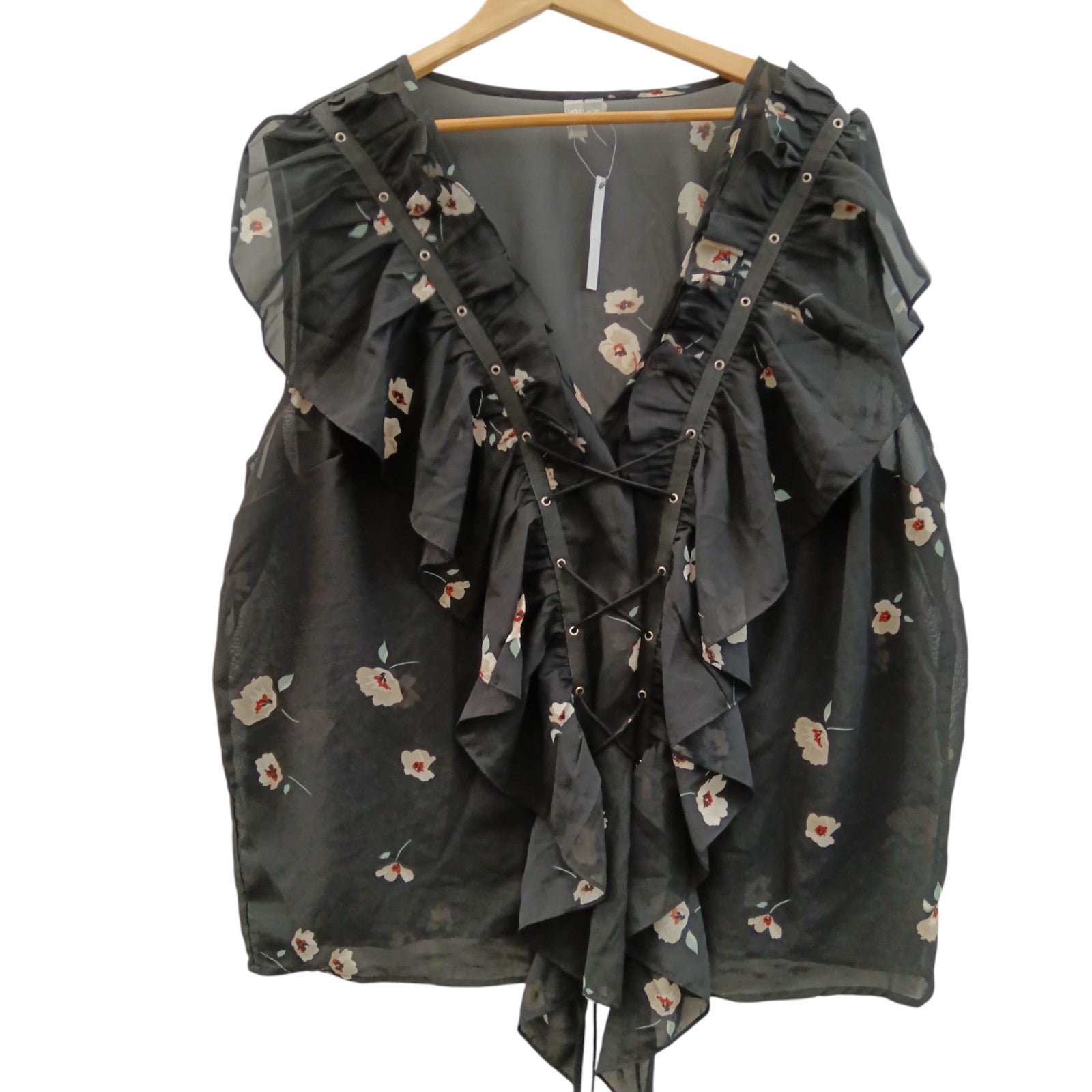 Front image for Asos Black Floral pattern Blouse Women's UK26 Womenswear | Pre-loved