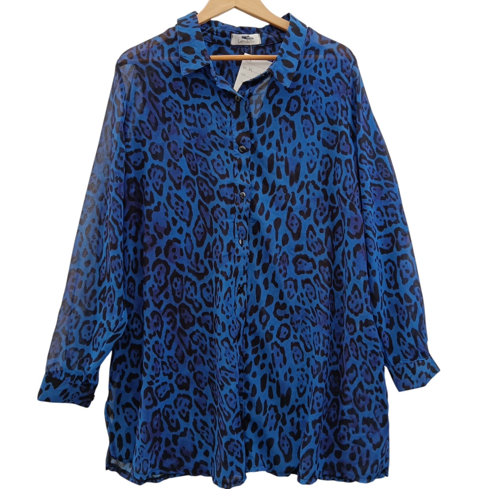 Front image for  Yours London Blue Animal Print Shirt UK22 Womenswear | Pre-loved