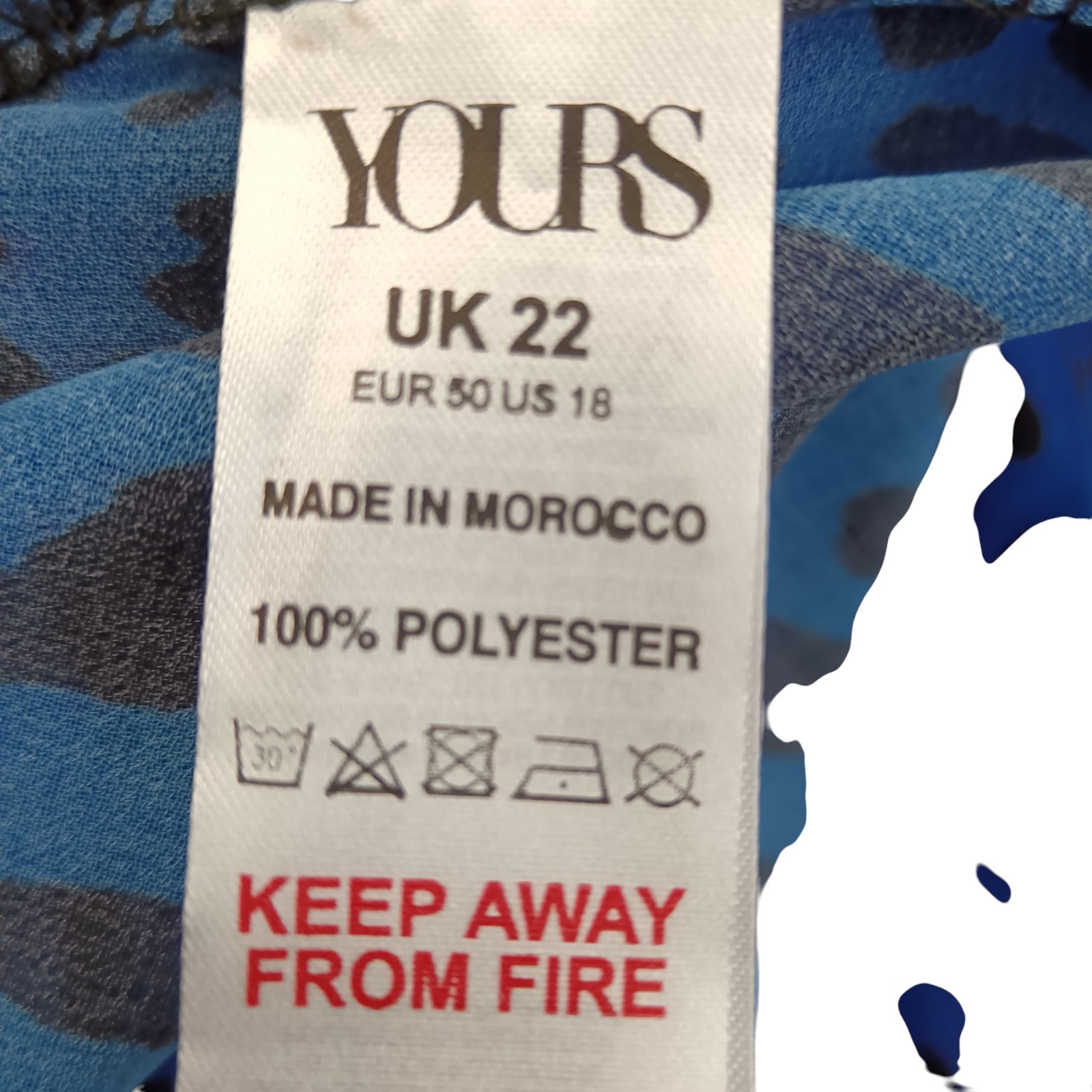 Wash label image for  Yours London Blue Animal Print Shirt UK22 Womenswear | Pre-loved