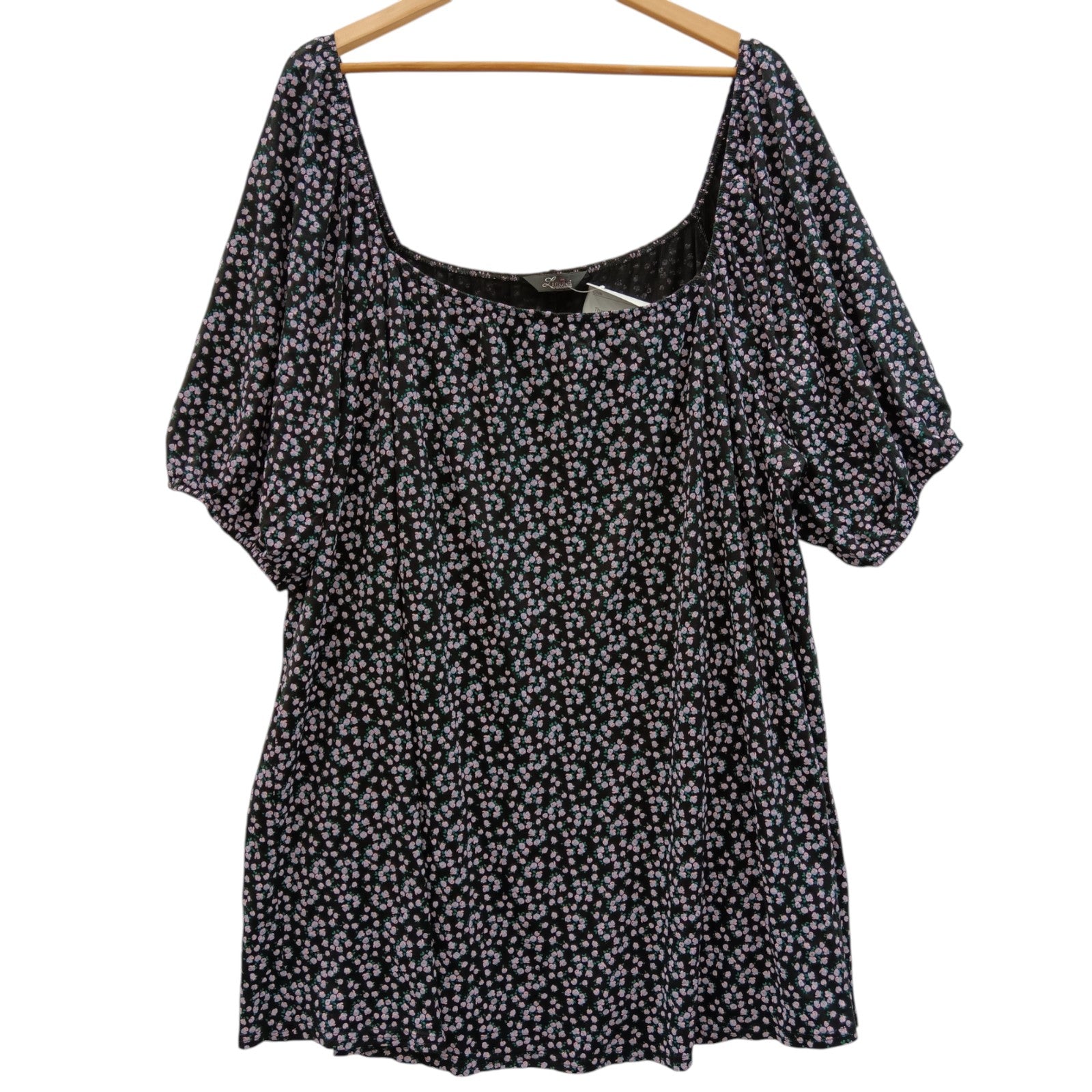 Front image for Yours London Black Floral Print Top UK26-28 Womenswear | Pre-loved