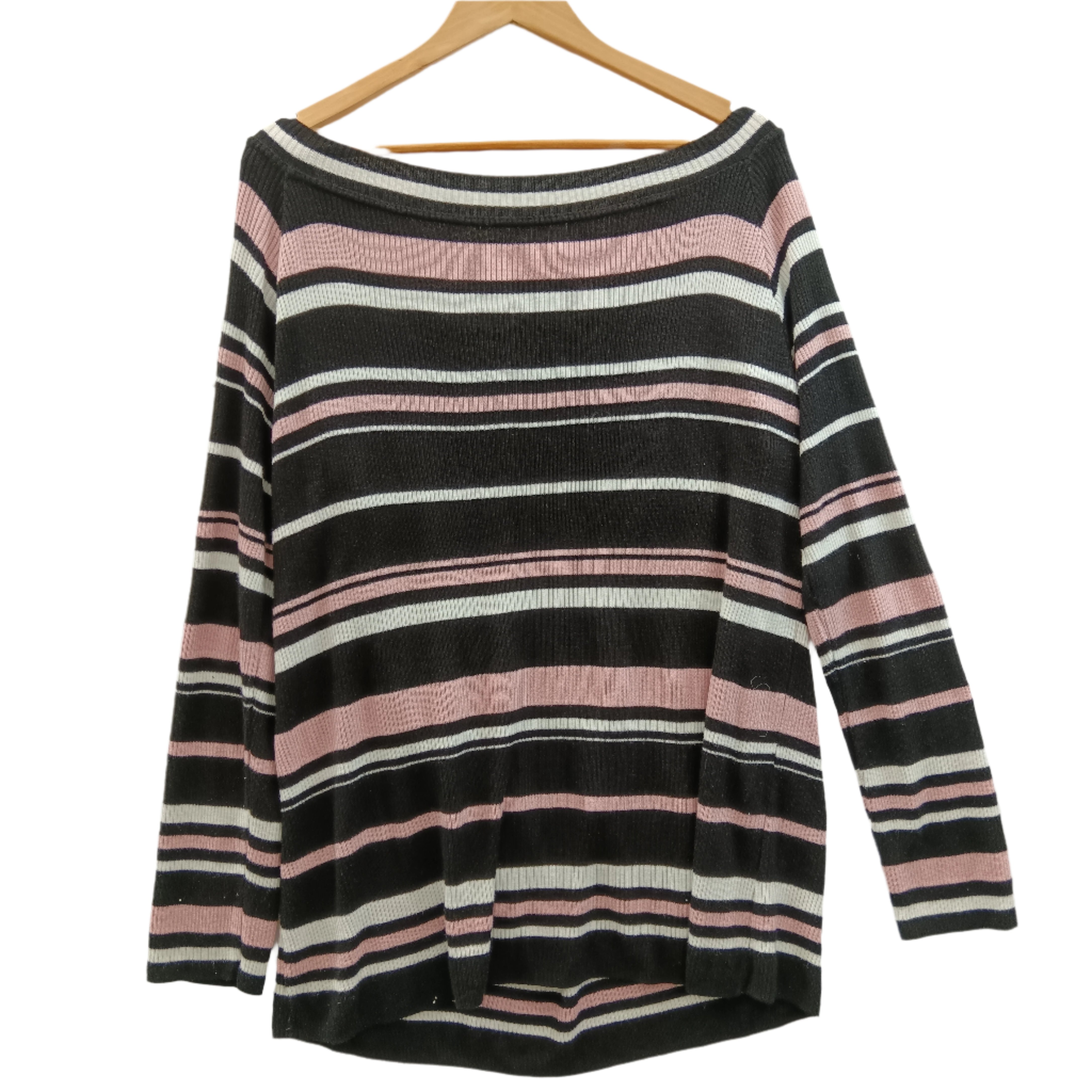 Back image for George Black Pink White Striped Jumper For Ladies UK 24 Womenswear | Pre-loved