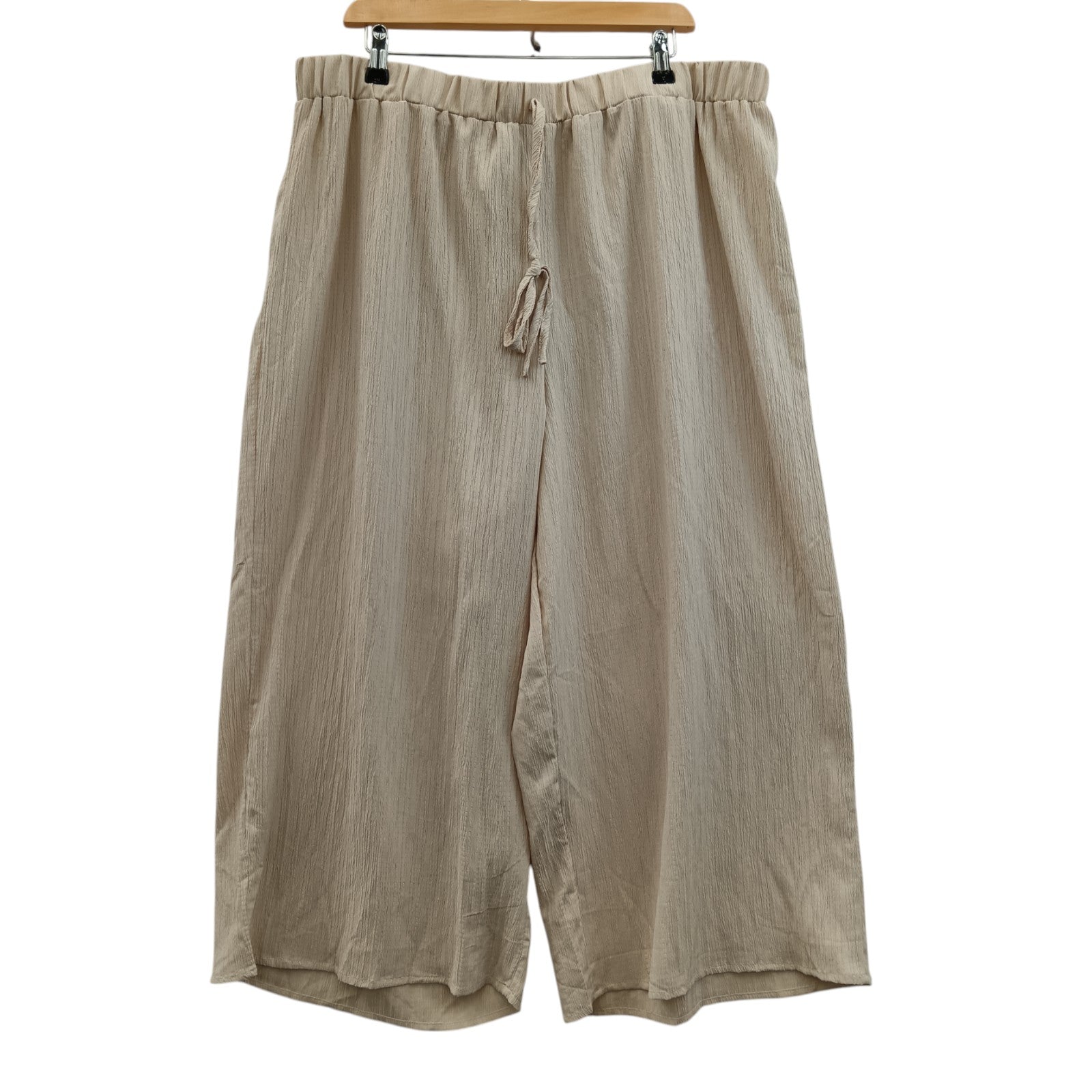 Front image for SHEIN Curve Shiny  Beige Cropped Trousers UK 4X-Large Womenswear | Pre-loved
