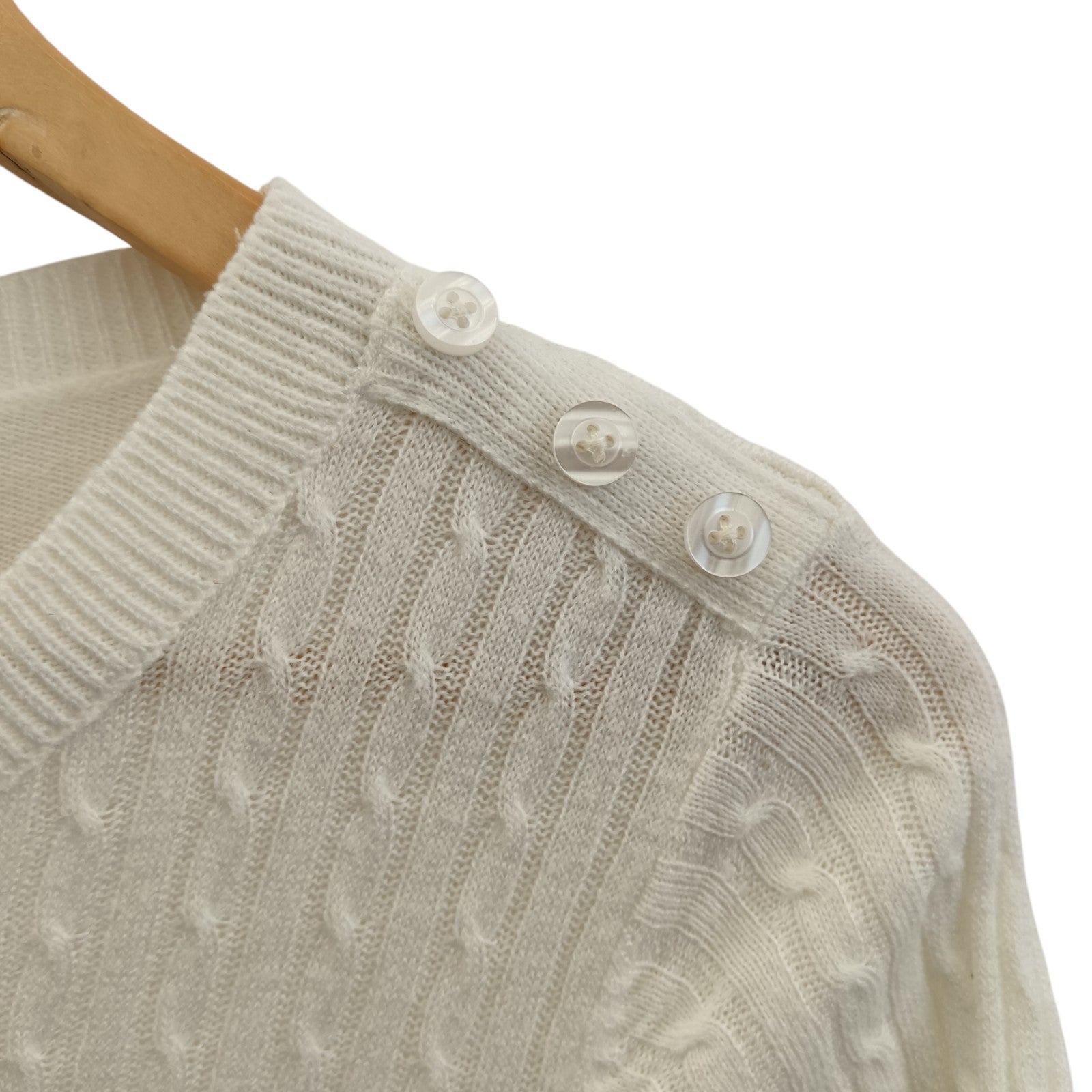 Close up  shoulder image for Bassini Cream Cable Knit Jumper UK X-Large