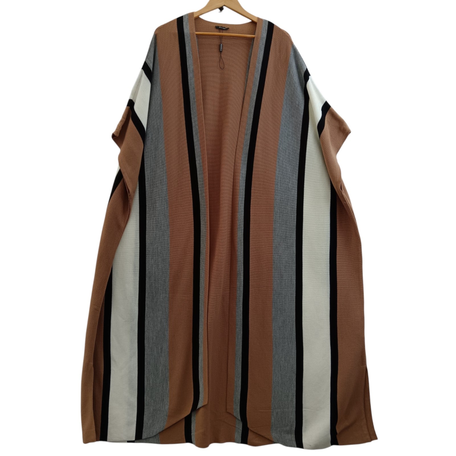 Front image for ROMAN Beige/ Grey /White Striped Poncho Ladies One Size -Tags On - Womenswear | Pre-loved