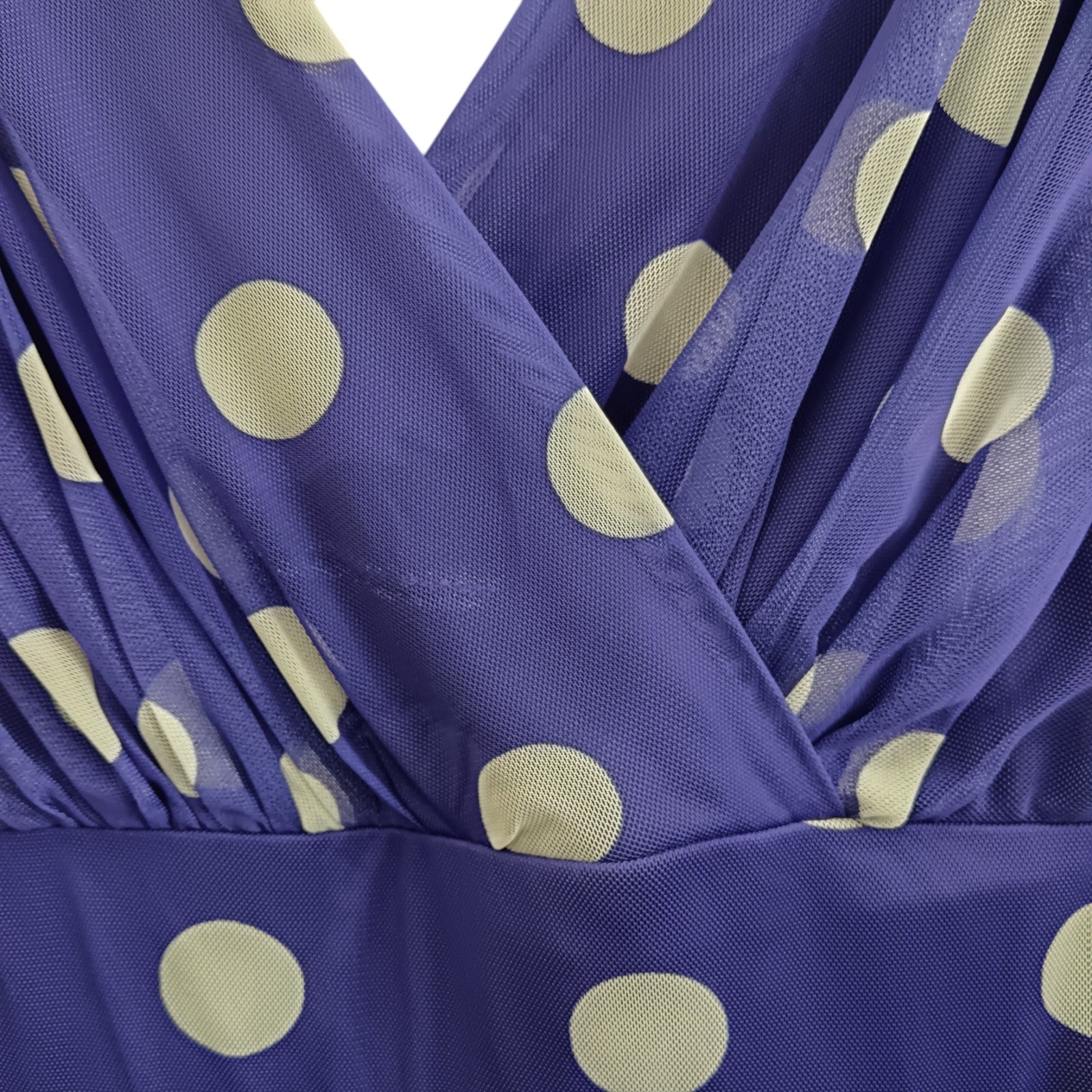 Condition image for Scarlett & Joe Purple Polka Dot  V-Neck Long Women's Dress UK 22 - Tags on- Womenswear | Pre-loved
