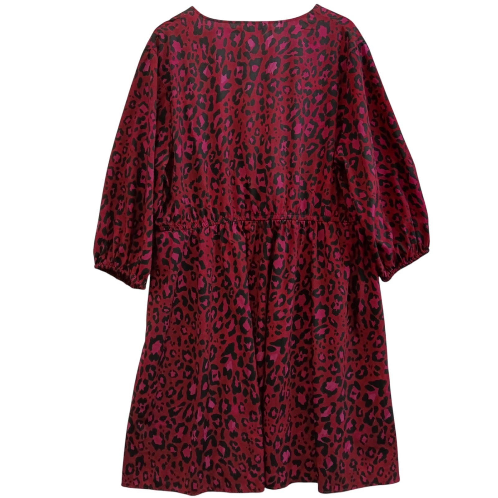Back image for New Look Curves Knee Length V-neck Animal Print Burgundy Dress UK 24  Womenswear | Pre-loved