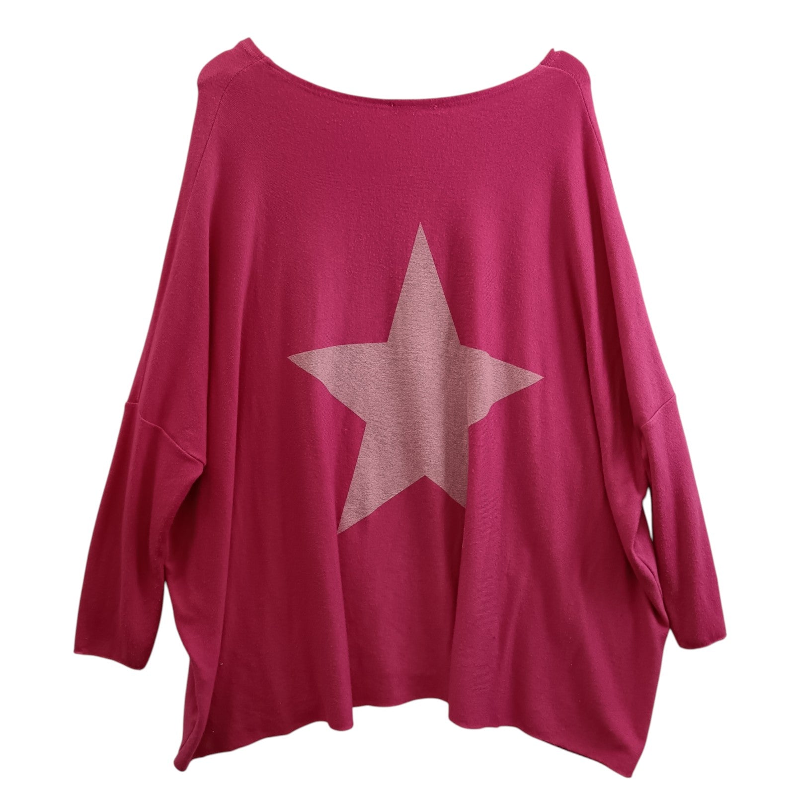 Front image for Made In Italy Ladies Pink Pullover Star Print At The Front One Size Womenswear | Pre-loved