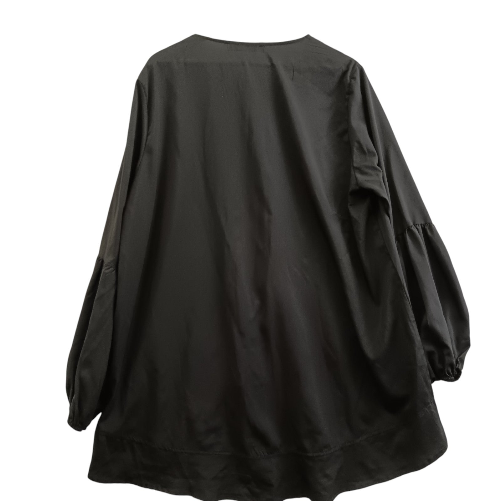 Back image for Zanzea Collection Black Satin Fluted Blouse Hi-Low Ladies Top UK 5 XL Womenswear | Pre-loved