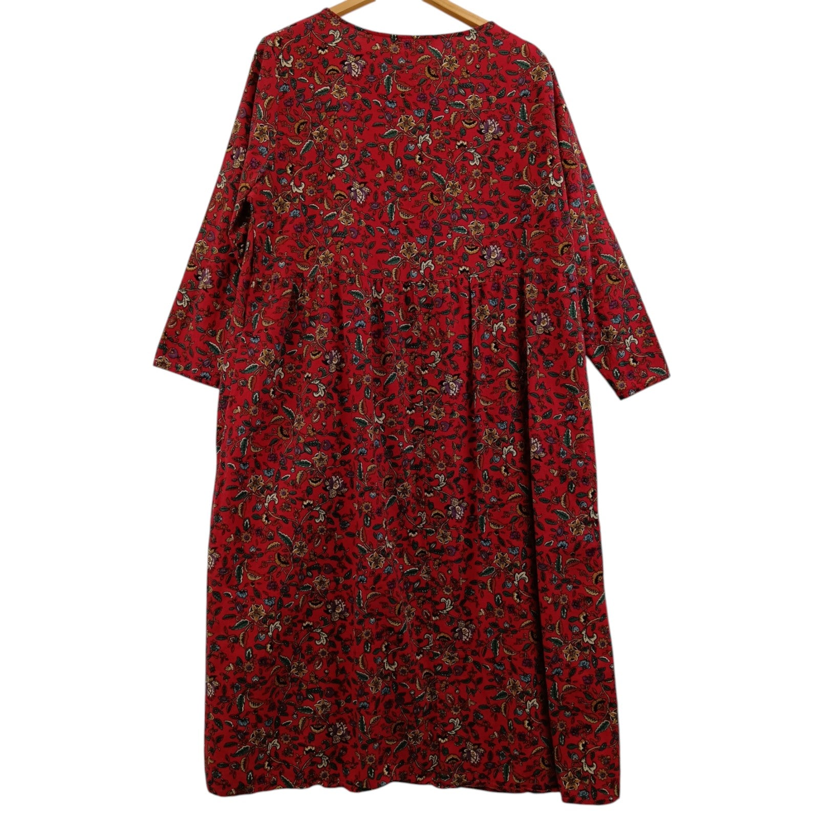 Back image for Zanzea Coolection Red Multi Floral Print Ladies Midi Dress With Pockets UK 4XL Womenswear | Pre-loved