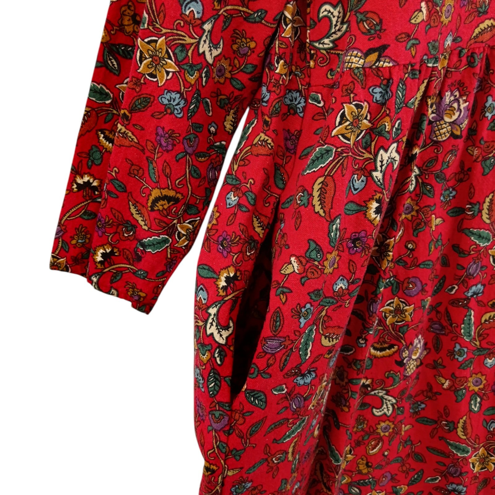 Close up image for Zanzea Coolection Red Multi Floral Print Ladies Midi Dress With Pockets UK 4XL Womenswear | Pre-loved