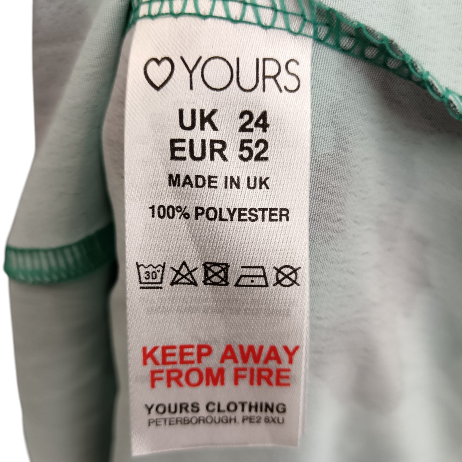 Wash label image for Yours London Green Midi Dress UK 24 - Tags On Womenswear | Pre-loved