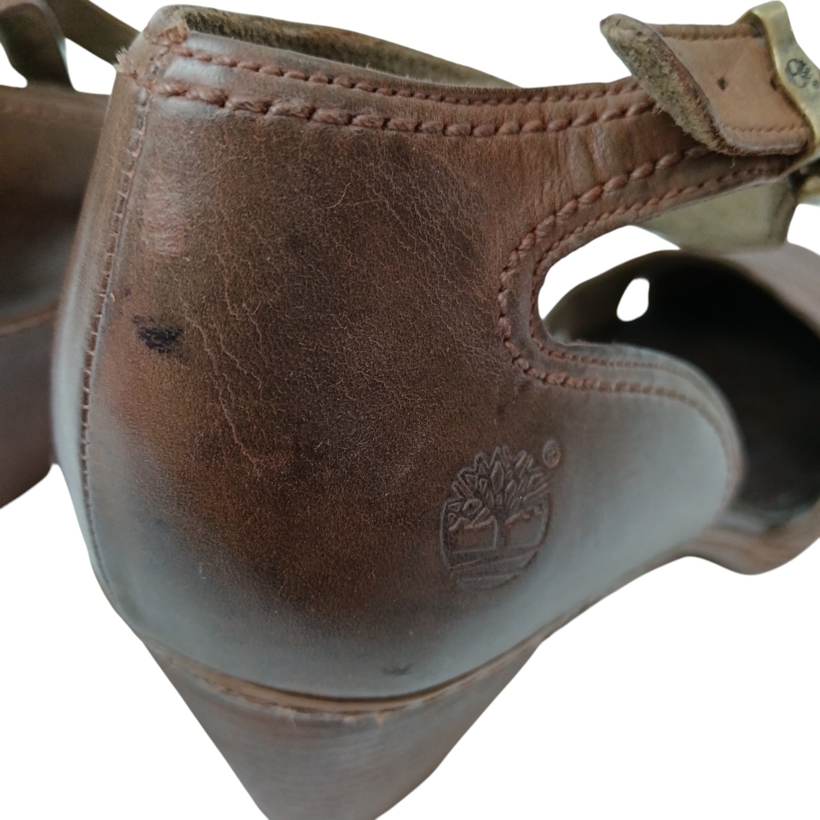 Close up & condition image for  Timberlake Earthkeepers  Brown Leather Heeled Shoes UK 8  Womenswear | Pre-loved
