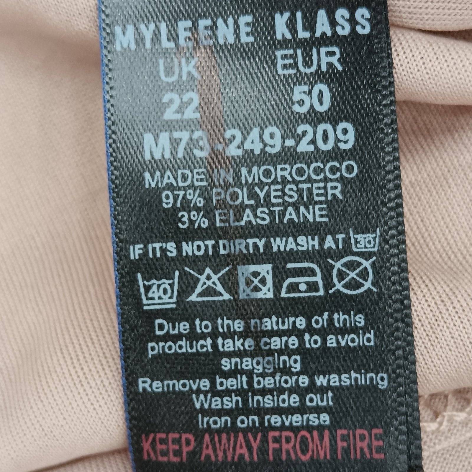 Wash label image for Myleene Klass Gold Short Dress UK 22 Womenswear | Pre-loved