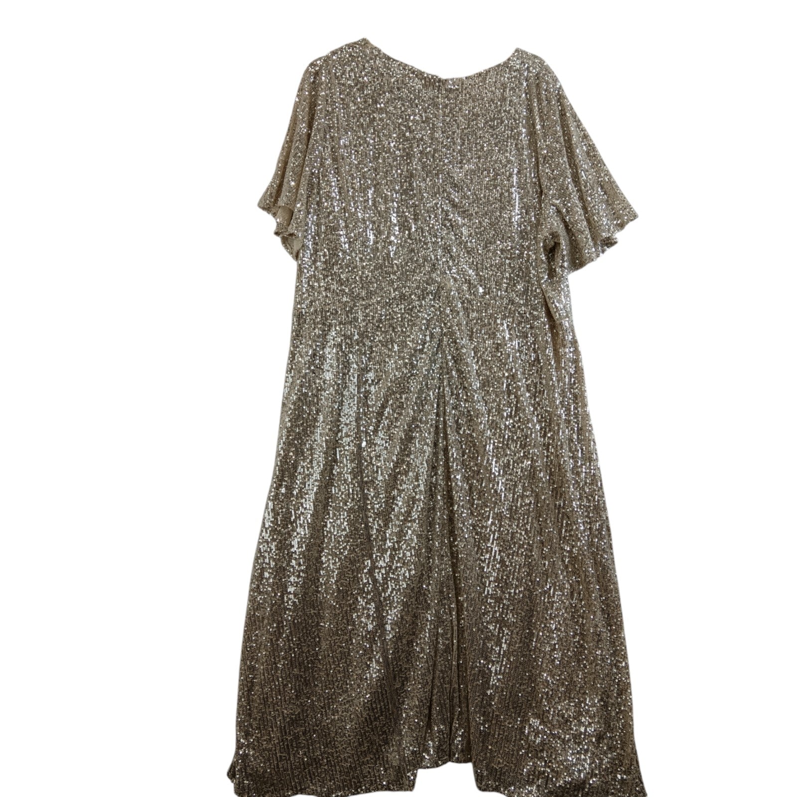 Back image for Live Unlimited Beige With Silver Sequins Midi Dress UK 22 Womenswear | Pre-loved