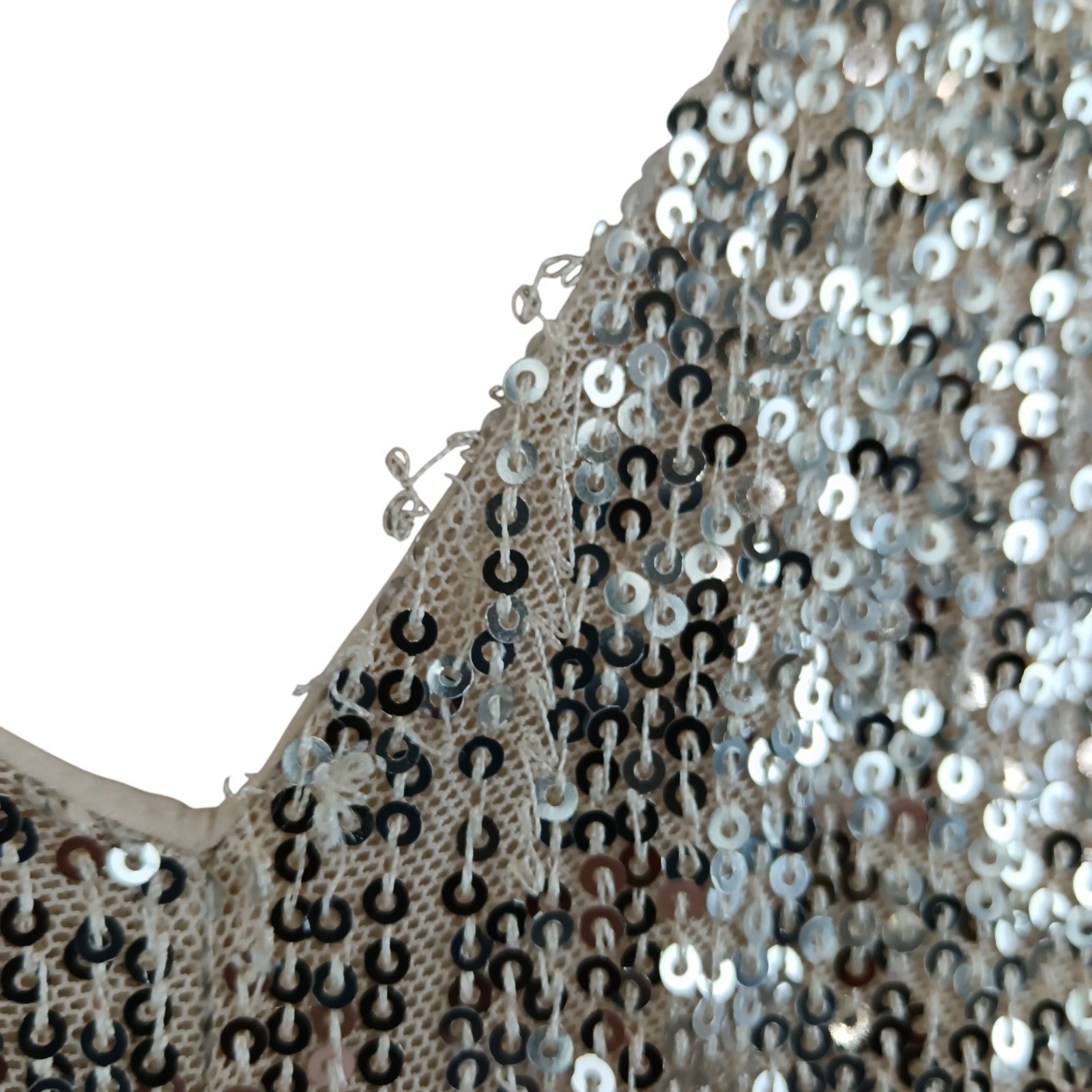 Close up& condition image for Live Unlimited Beige With Silver Sequins Midi Dress UK 22 Womenswear | Pre-loved