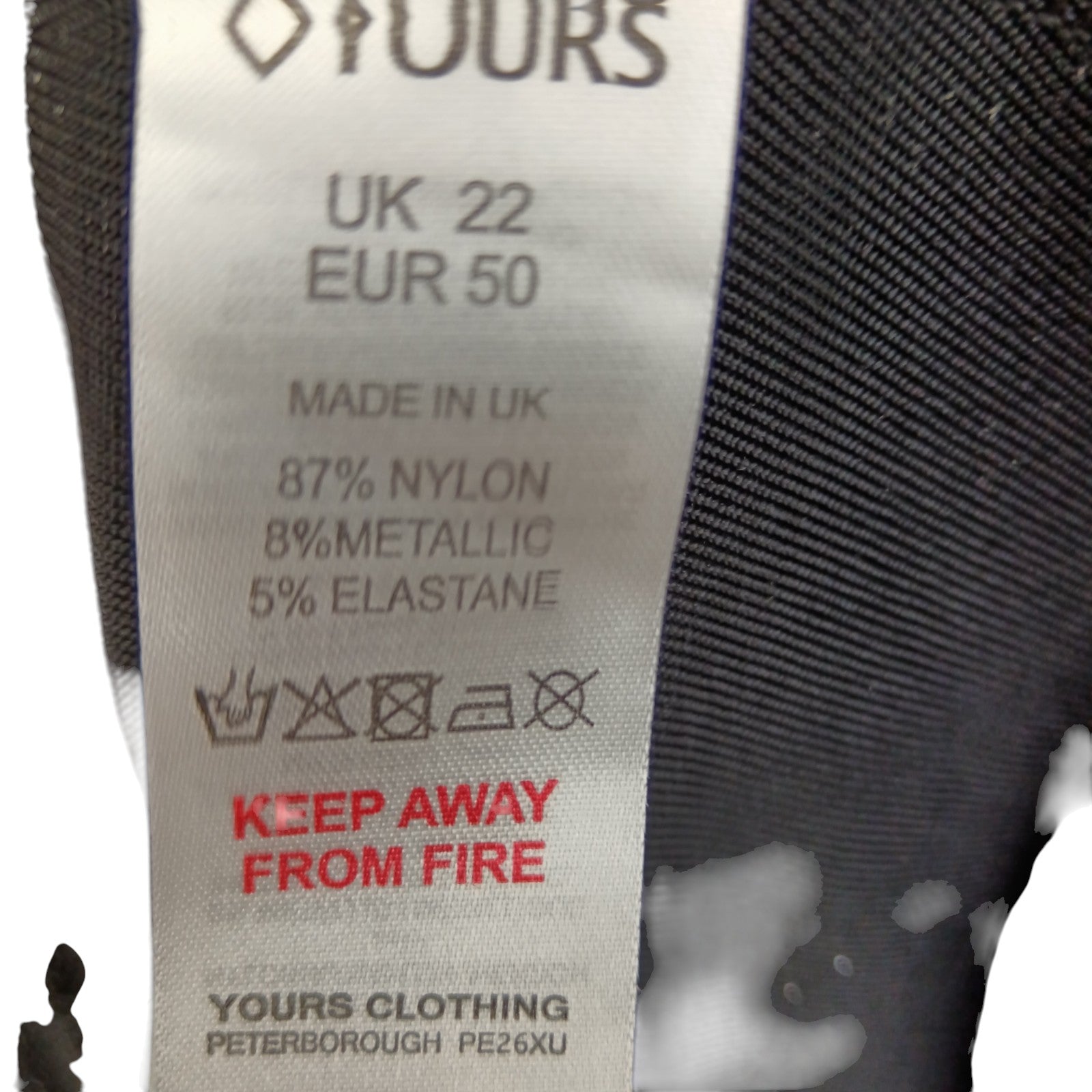 Wash label image for Yours London Black Glitter Dress UK 22 Womenswear | Pre-loved