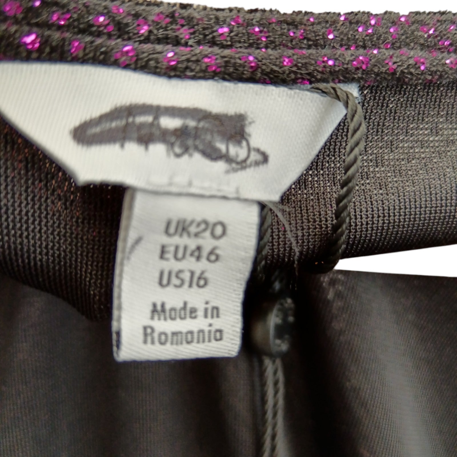 Main label image for M&Co Black Pink  Glitter Midi Dress UK 20 Yours - Tags on- Womenswear | Pre-loved
