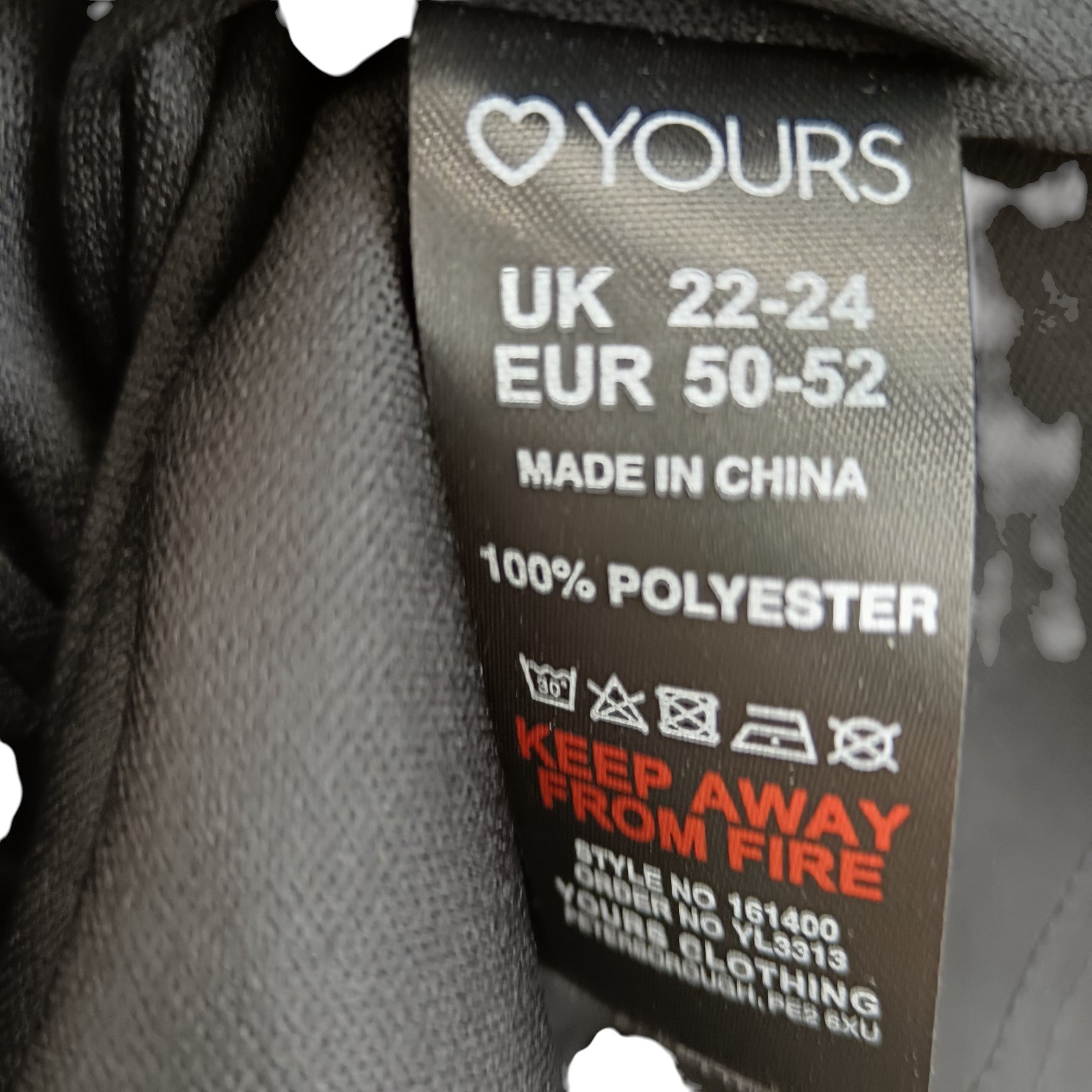 Wash label image for Yours London Black Top UK 22-24 Womenswear | Pre-loved