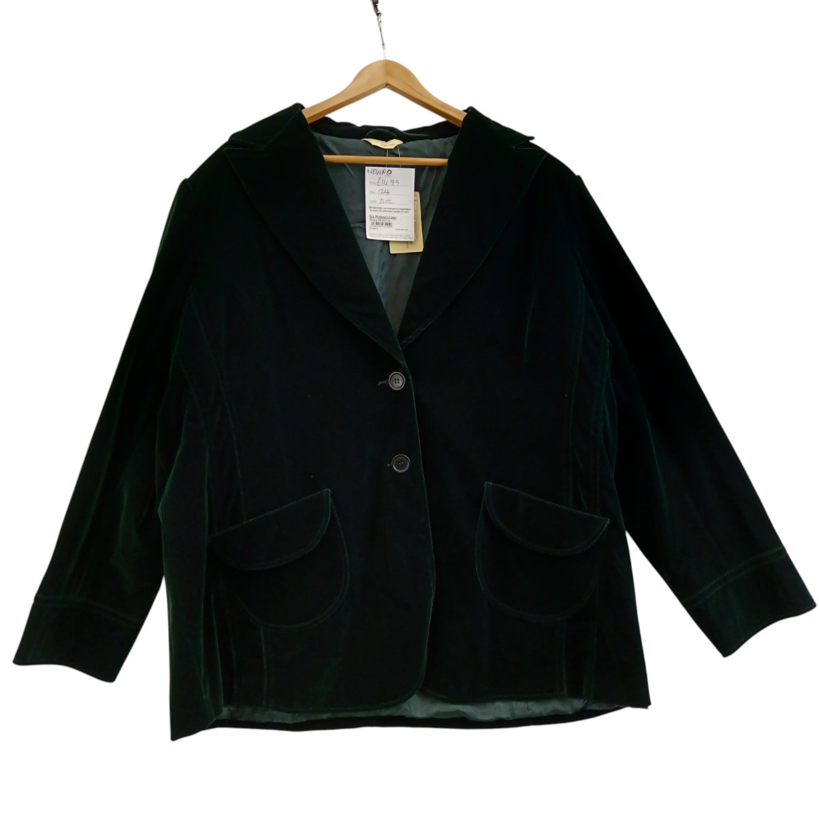 Front image for Agenda Green  Velvet Jacket UK 24-Tags On- Womenswear | Pre-loved