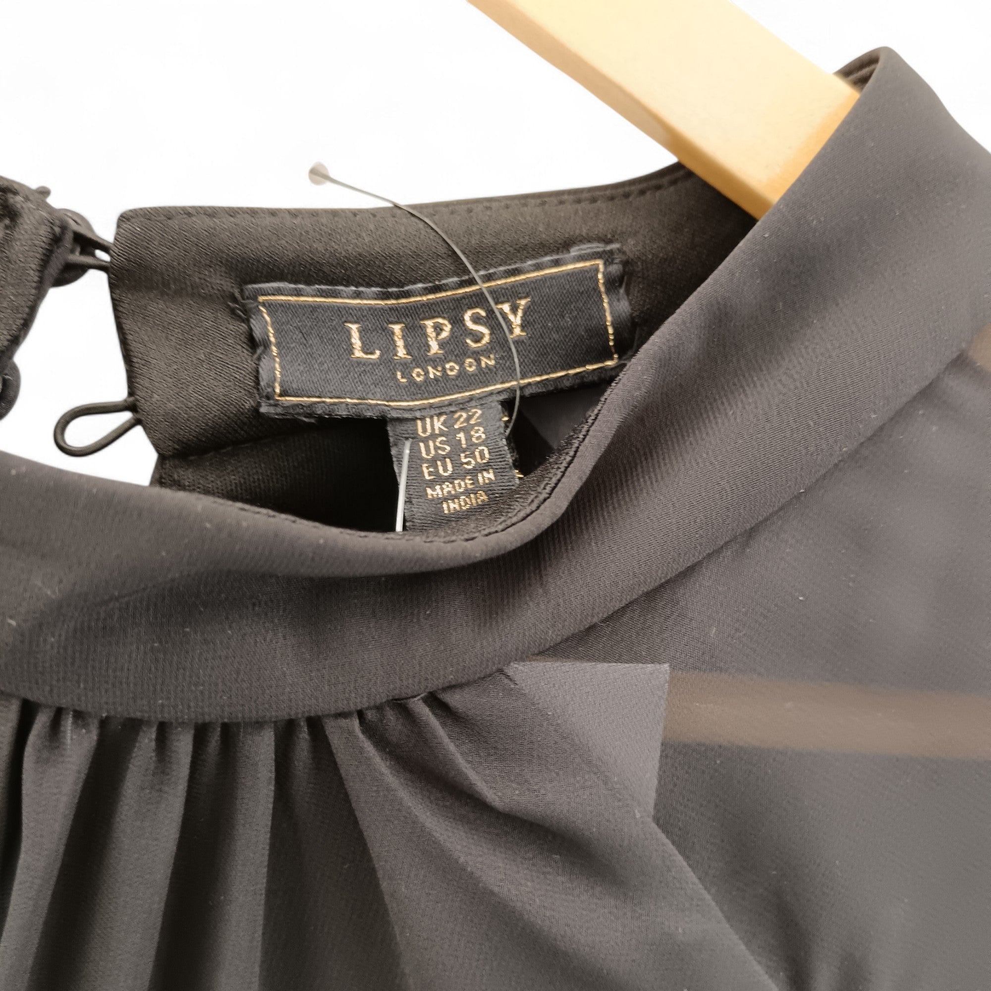 Close up image for Lipsy Black Floral Front Dress UK 22- Tags On- Womenswear | Pre-loved