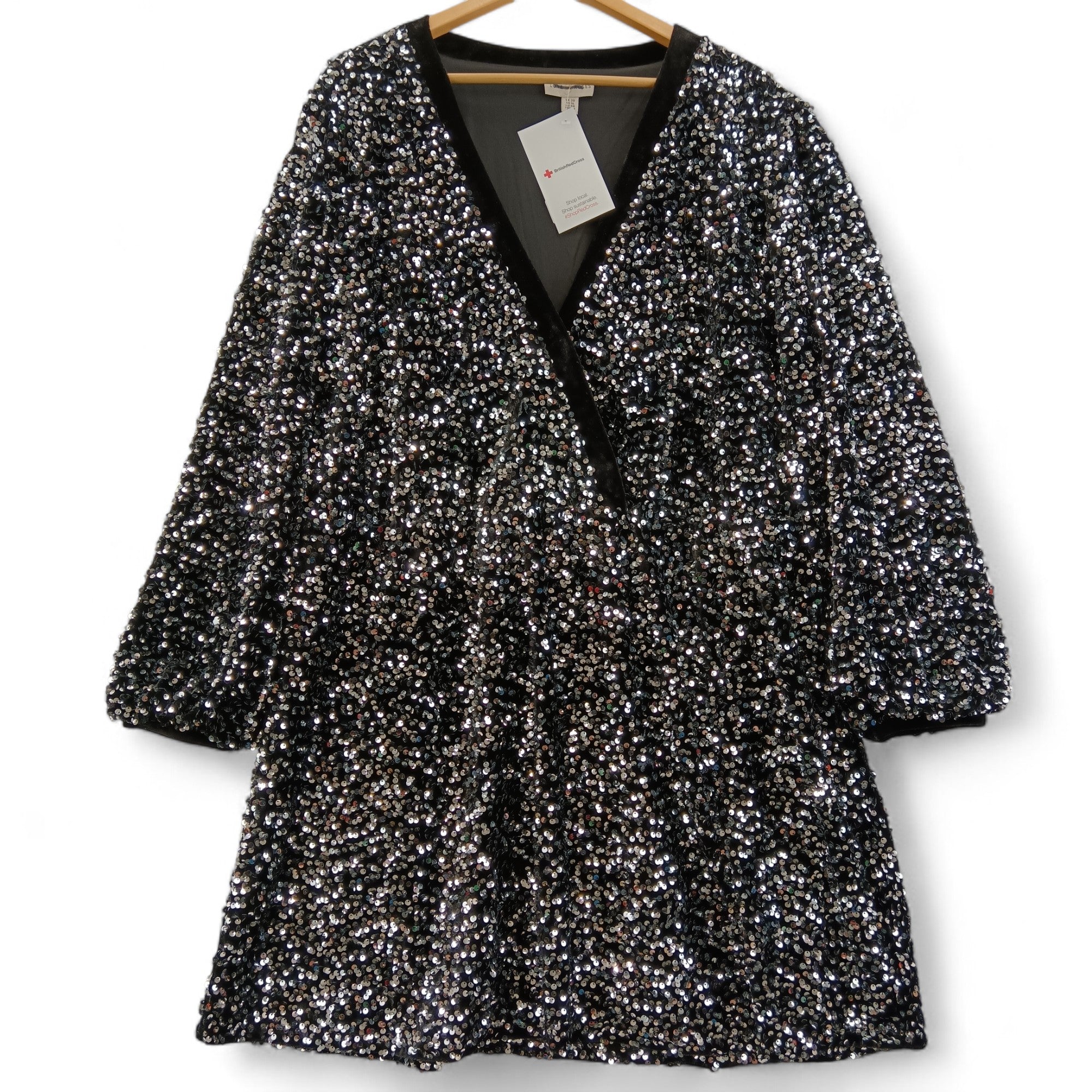 Front image for Love & Roses Black Silver Short Dress UK 20 Tags On Womenswear | Pre-loved