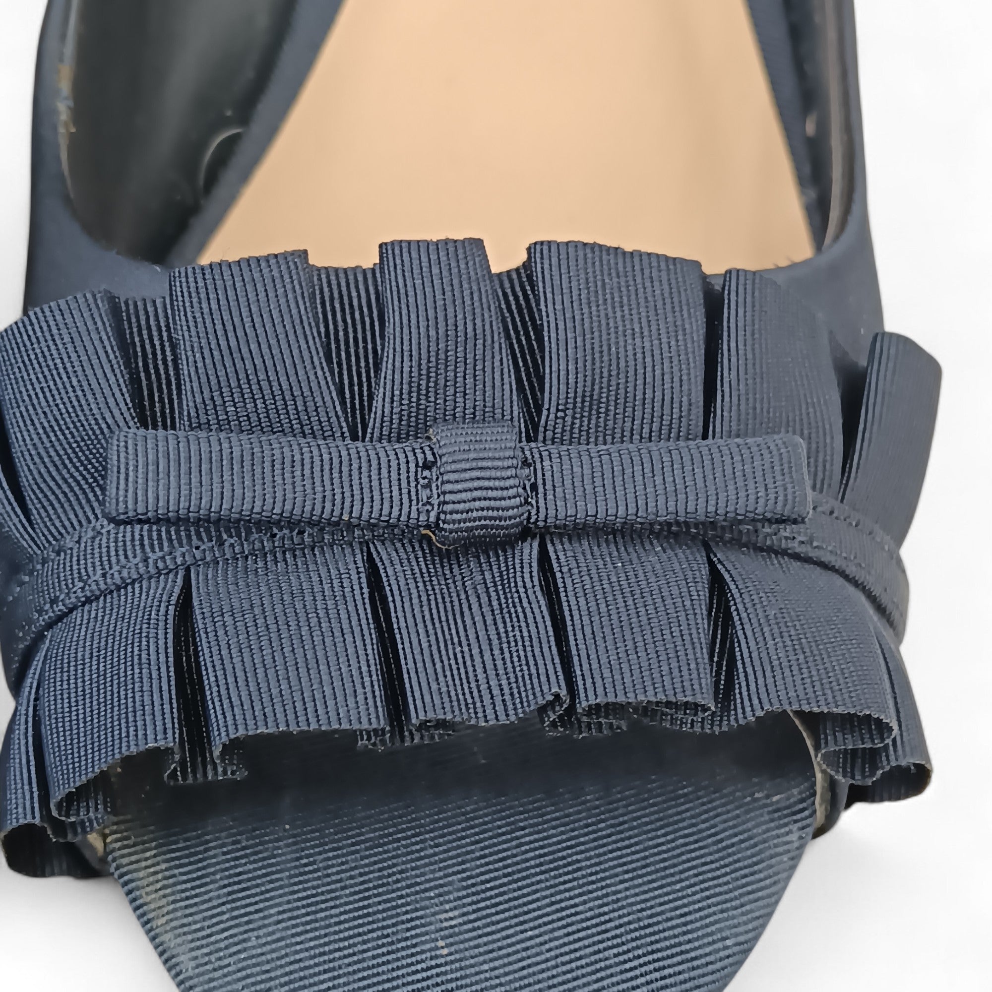 Close up image for Phase Eight Fiona Satin Peep Toe Navy Heels UK 6 Womenswear | Pre-loved