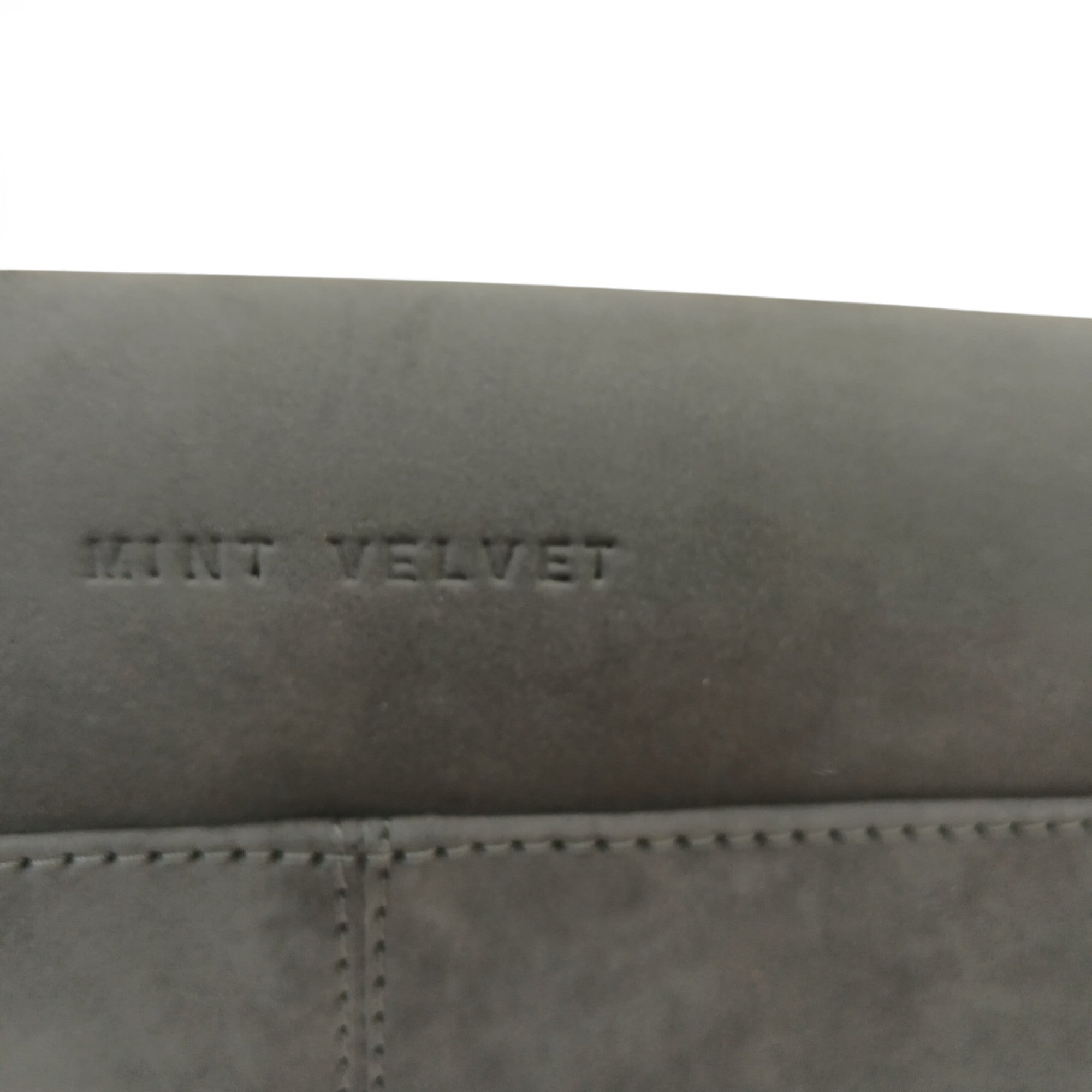 Close up brand image for Mint Velvet Grey Amber Fringed Soft Suede Clutch Bag- Tags On- Womenswear | Pre-loved