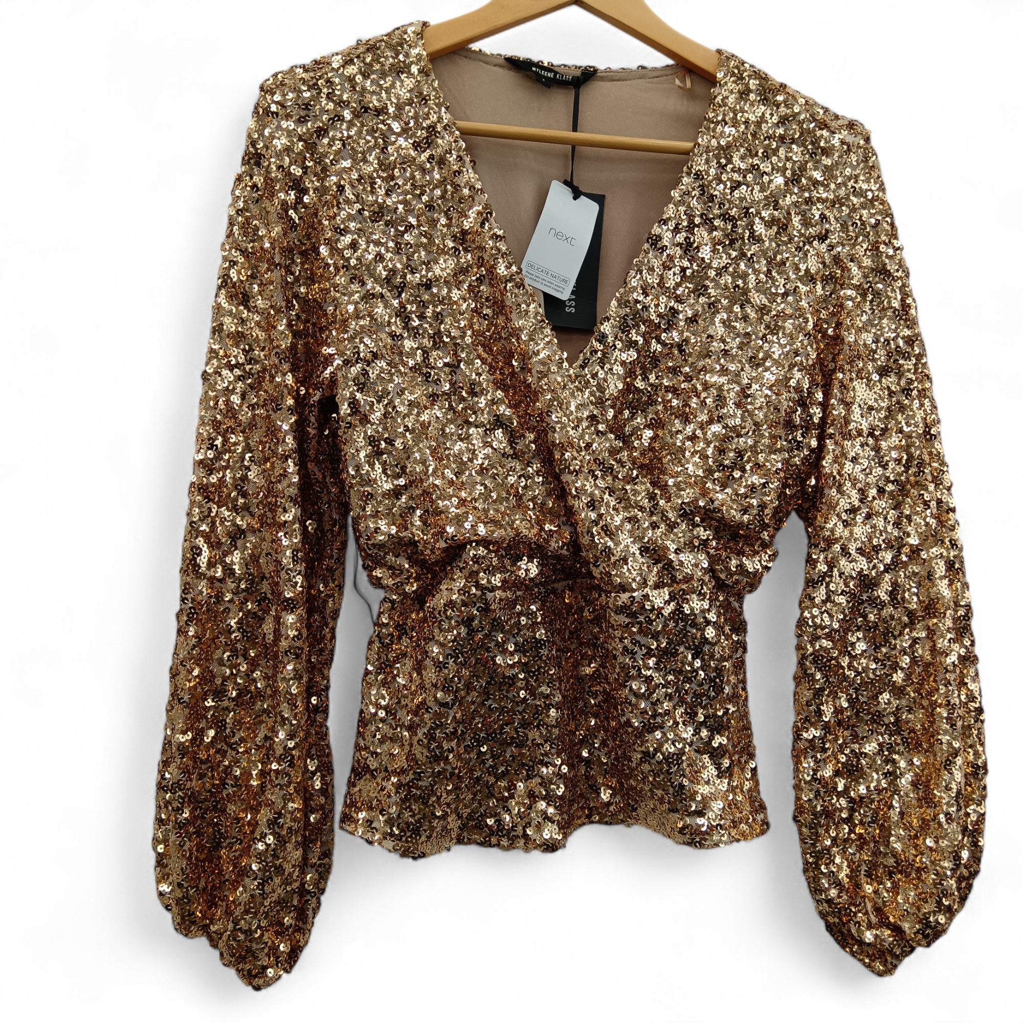 Front image for Myleene Klass Gold V-neck Top  UK 8- Tags On- Womenswear | Pre-loved