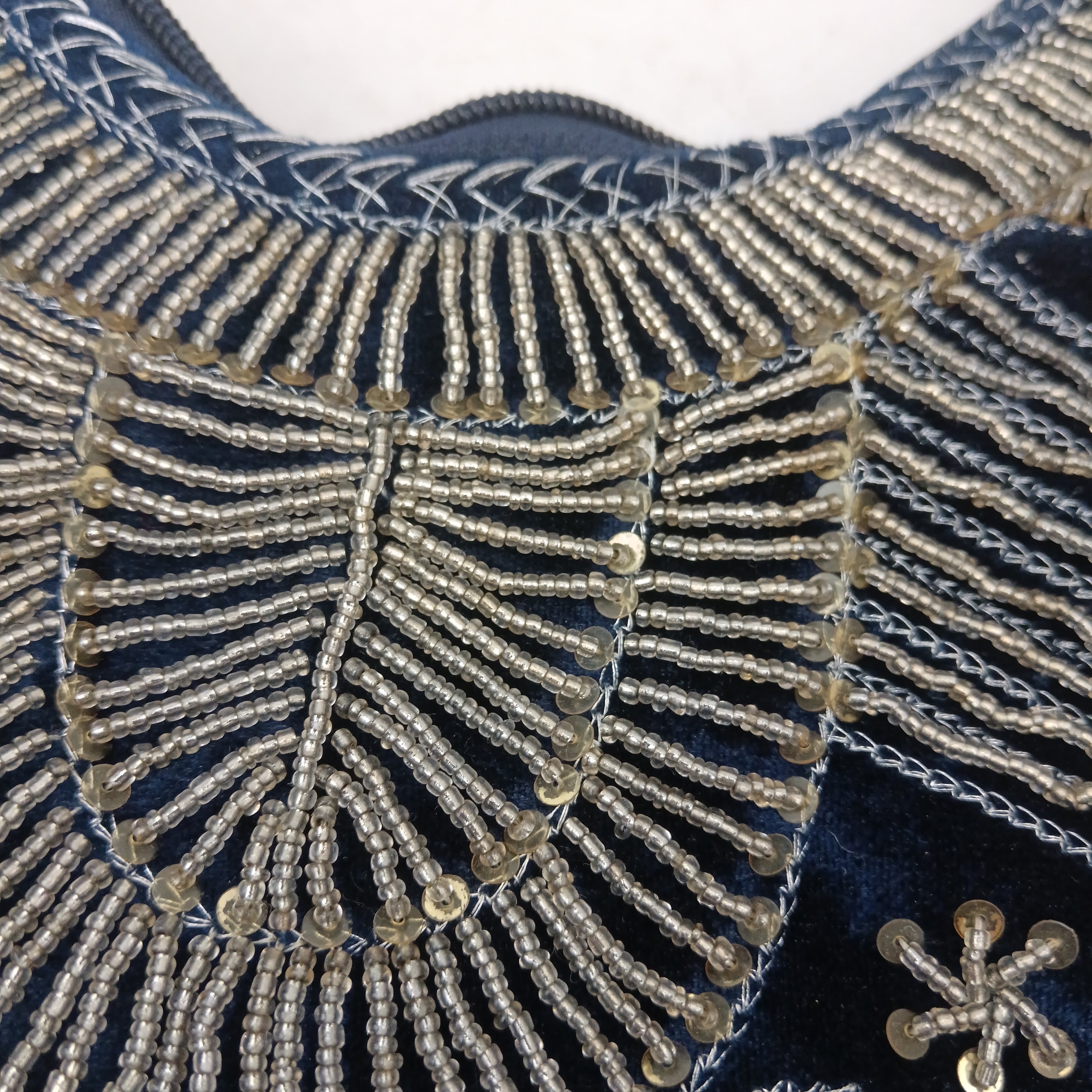 Close up image for Unbranded Vintage Navy Velvet Gold Beaded And Sequined Bag-  Womenswear | Pre-loved