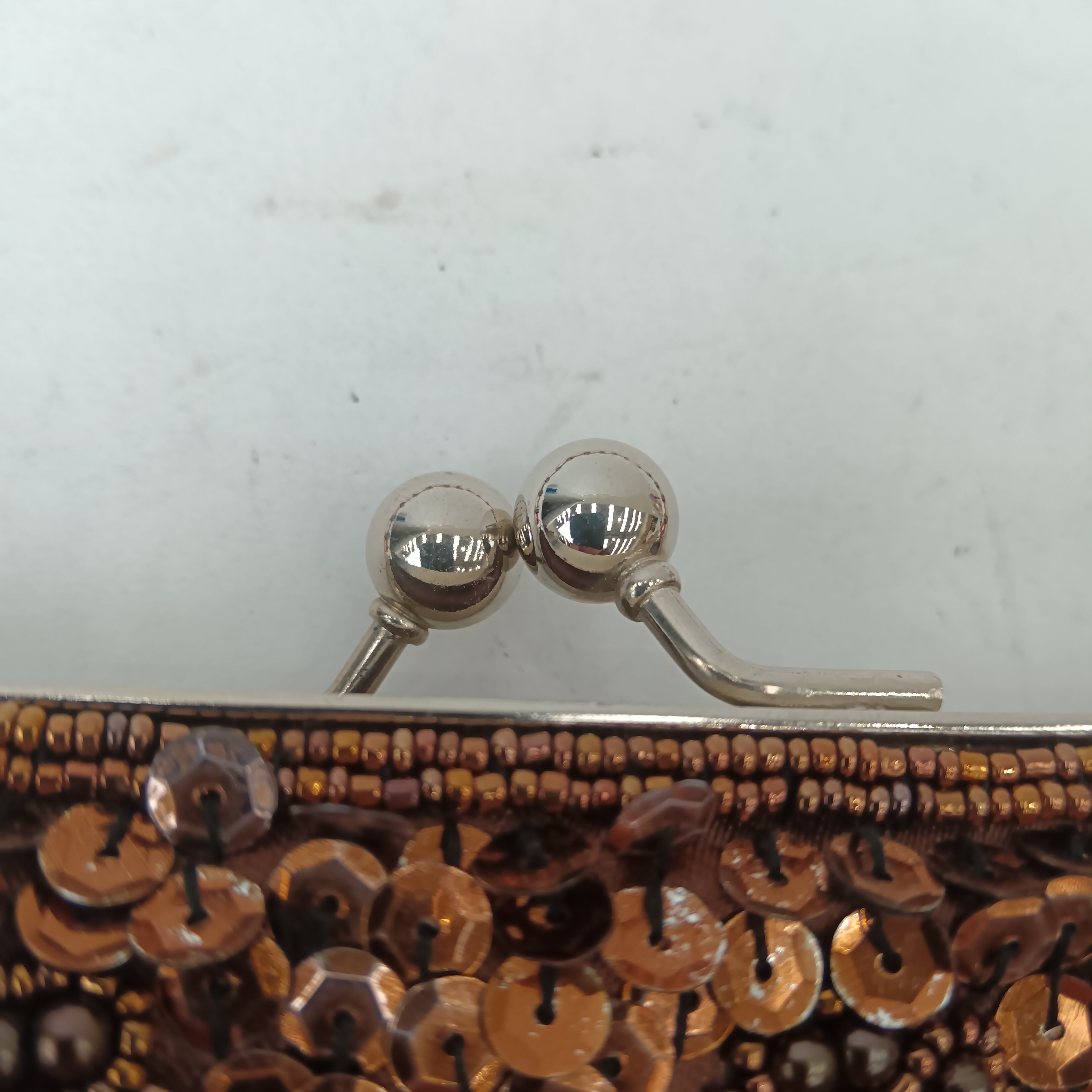 Close up imager for Small Brown Beaded Sequined Ladies Clutch Bag With Beaded Strap Bag- Womenswear | Pre-loved