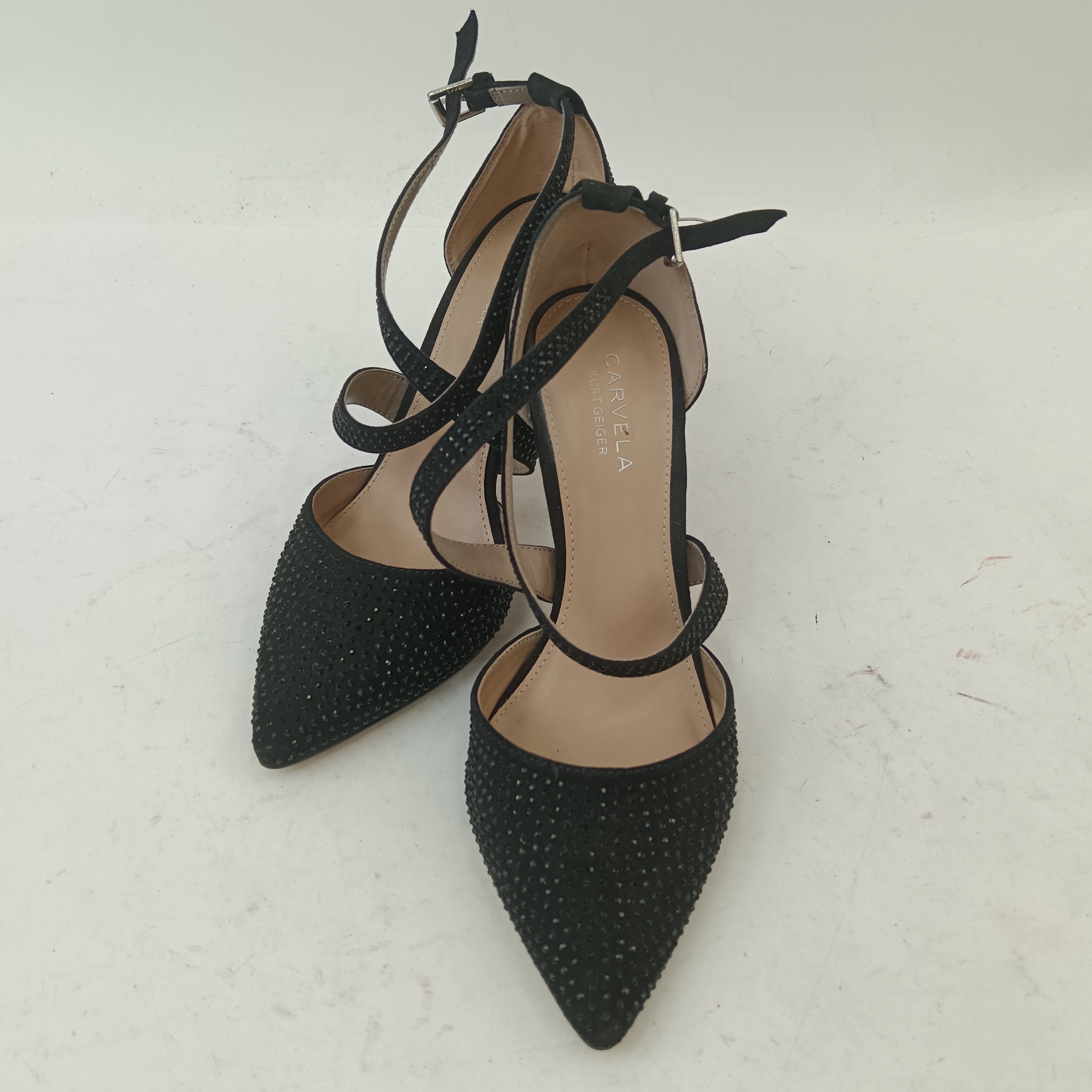Front image  for Carvela by Kurt Geiger Black Diamante Heels UK 4 Womenswear | Pre-loved