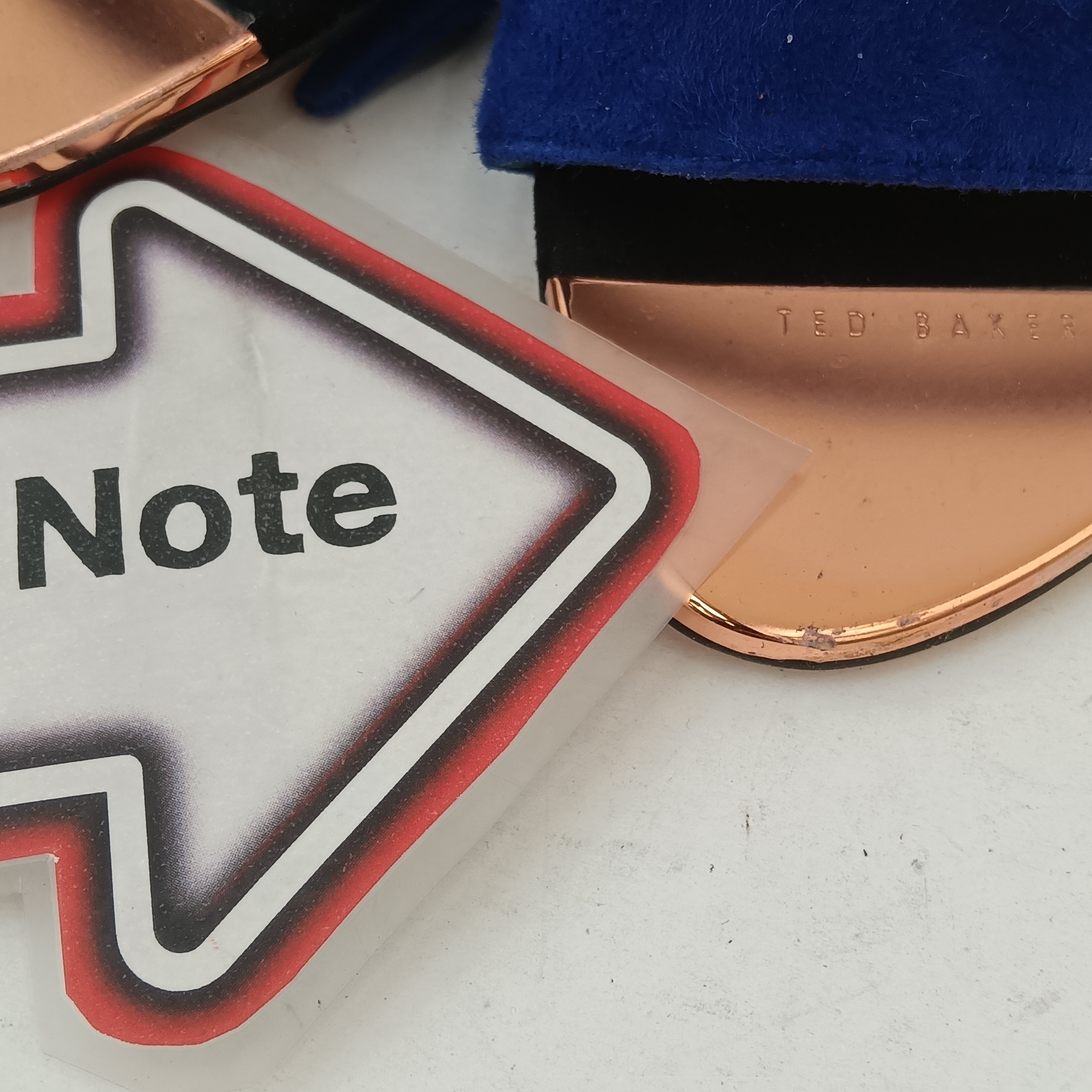 Condition/ close up image for Ted Baker Black And Navy Suede Heeled Sandals UK 4 Womenswear | Pre-loved