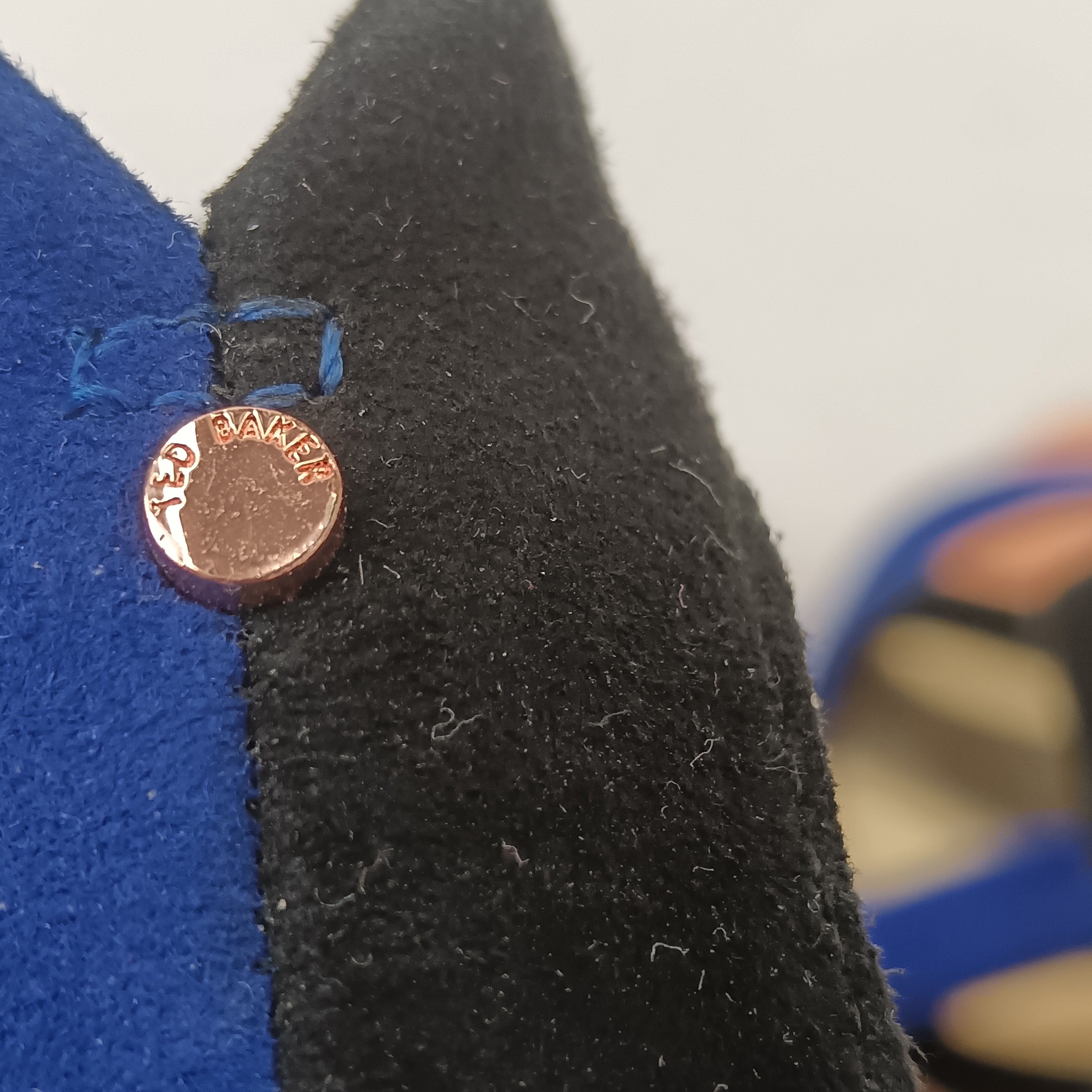 Close up image for Ted Baker Black And Navy Suede Heeled Sandals UK 4 Womenswear | Pre-loved