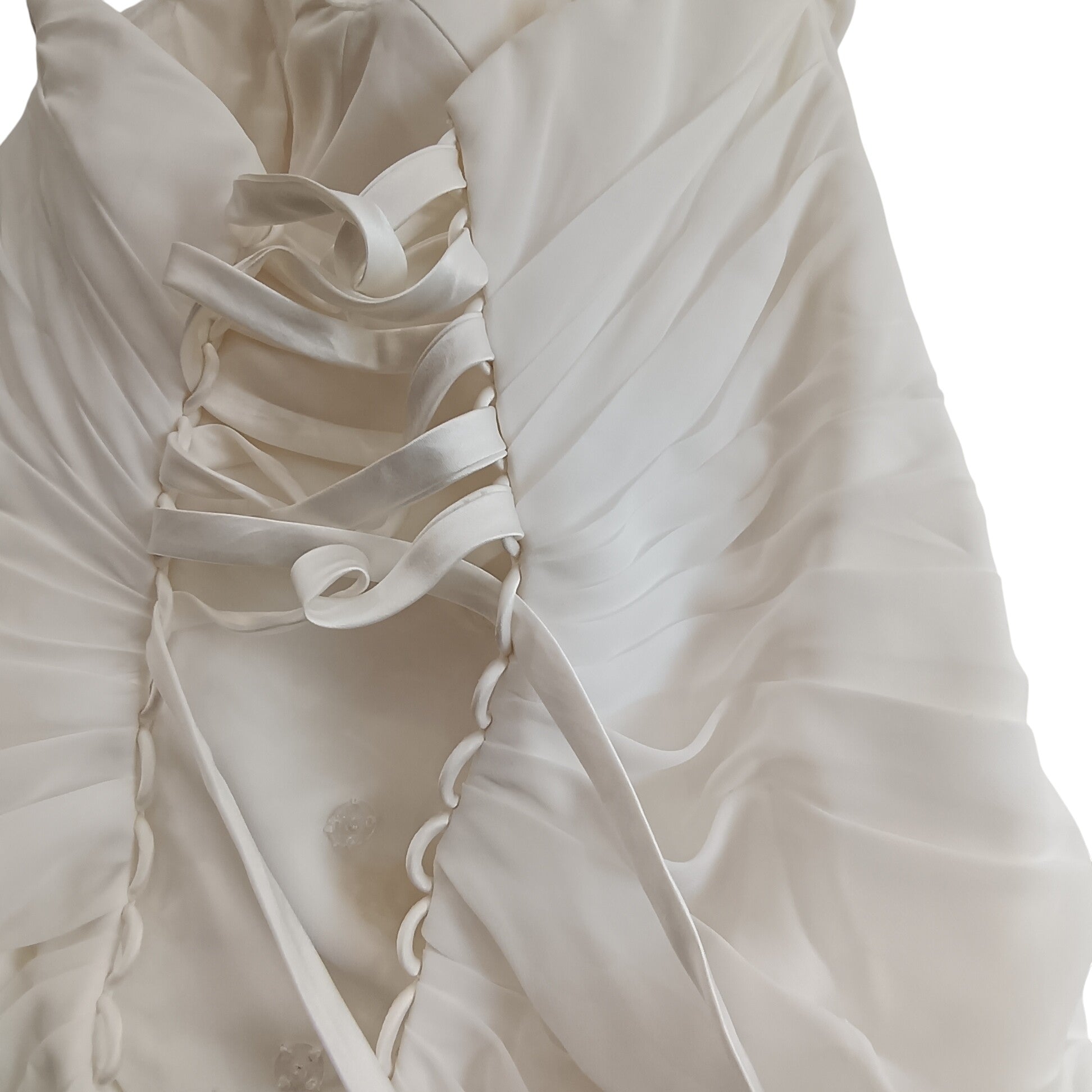 Back close up image for Viva Bride White Strapless Dress Corset Back UK 12 Womenswear | Pre-loved