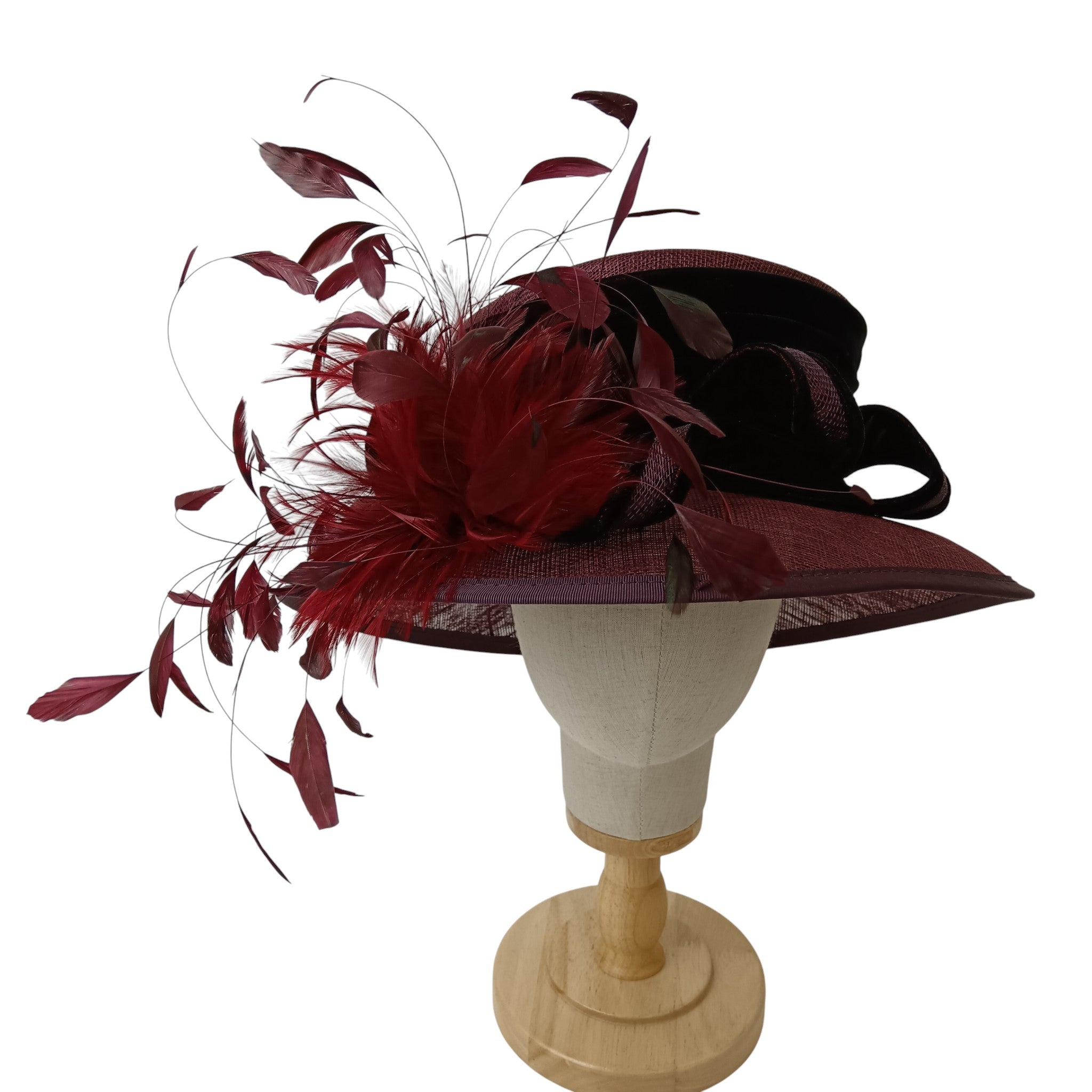 Front image for Victoria Ann Ladies Burgundy Special Occasion Wedding Hat Womenswear | Pre-loved