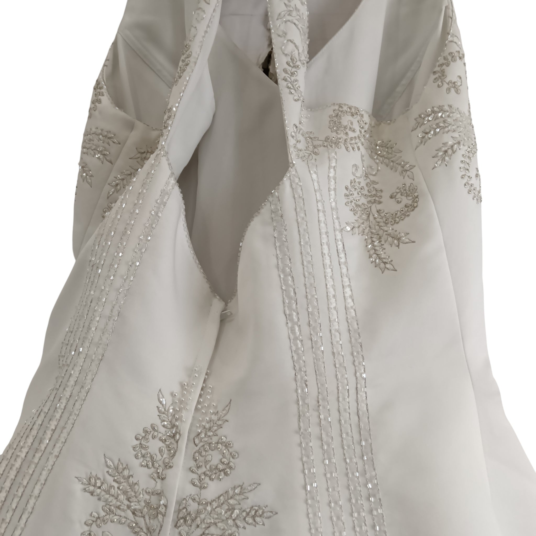 Close up back image for Signature Beautiful Embellished White Satin Wedding Dress UK 12  Womenswear | Pre-loved