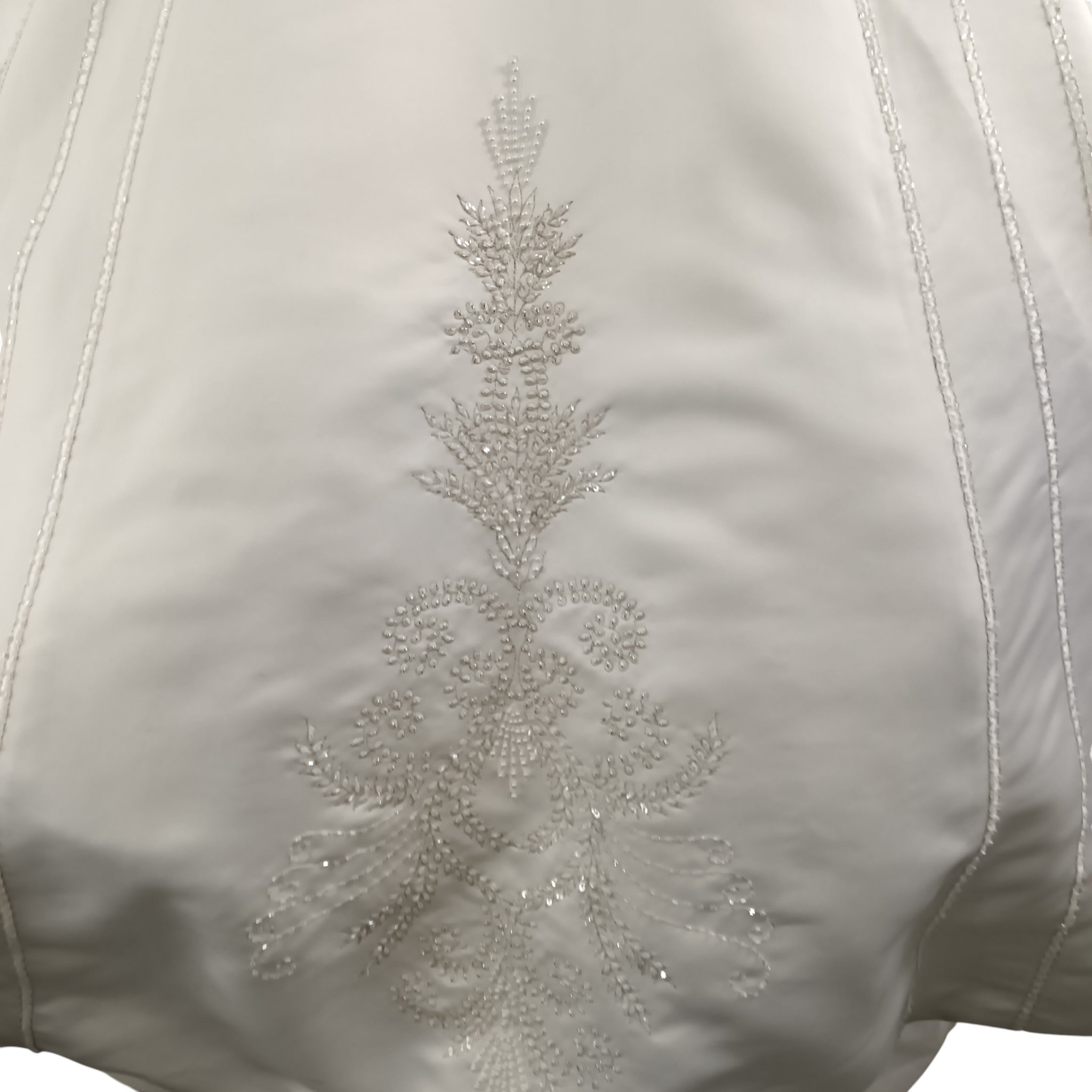 Close up front bottom image for Signature Beautiful Embellished White Satin Wedding Dress UK 12  Womenswear | Pre-loved