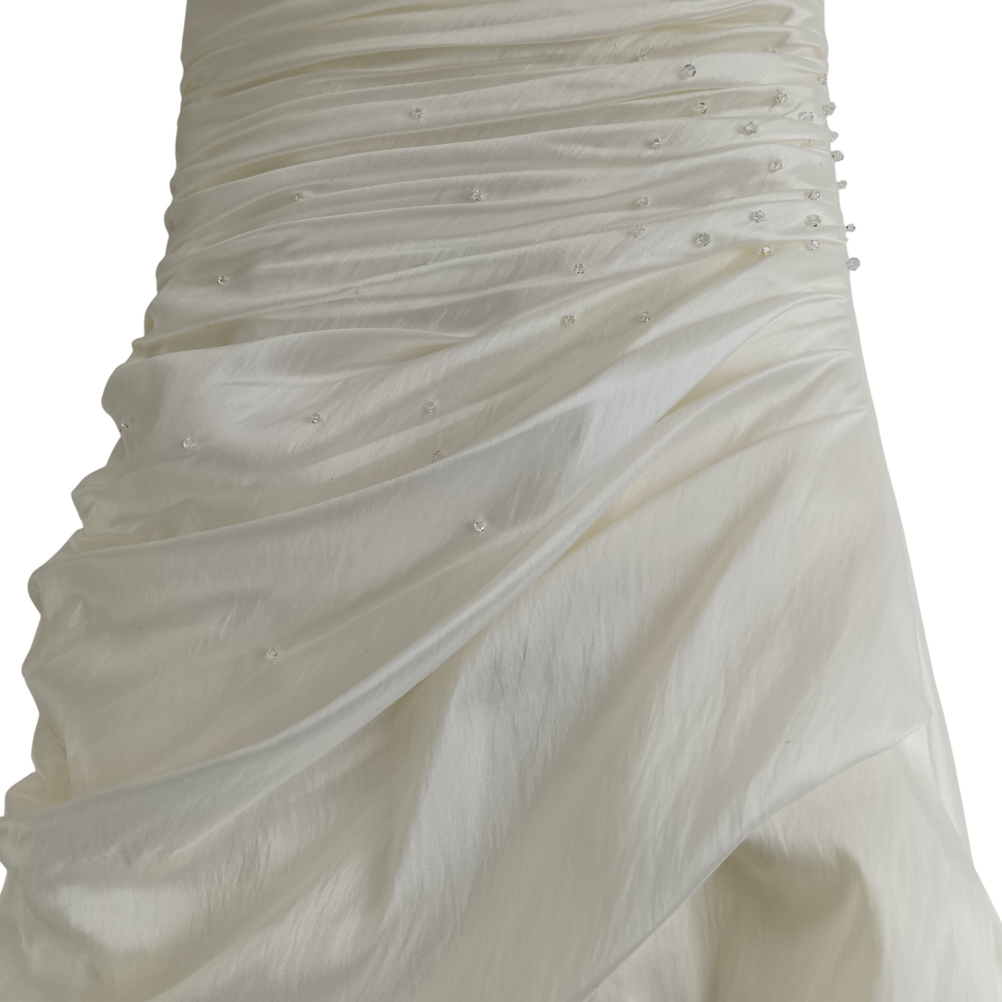 Close up image for Ivory Satin Wedding Hi-low Draped Dress Strapless UK 12  Womenswear | Pre-loved