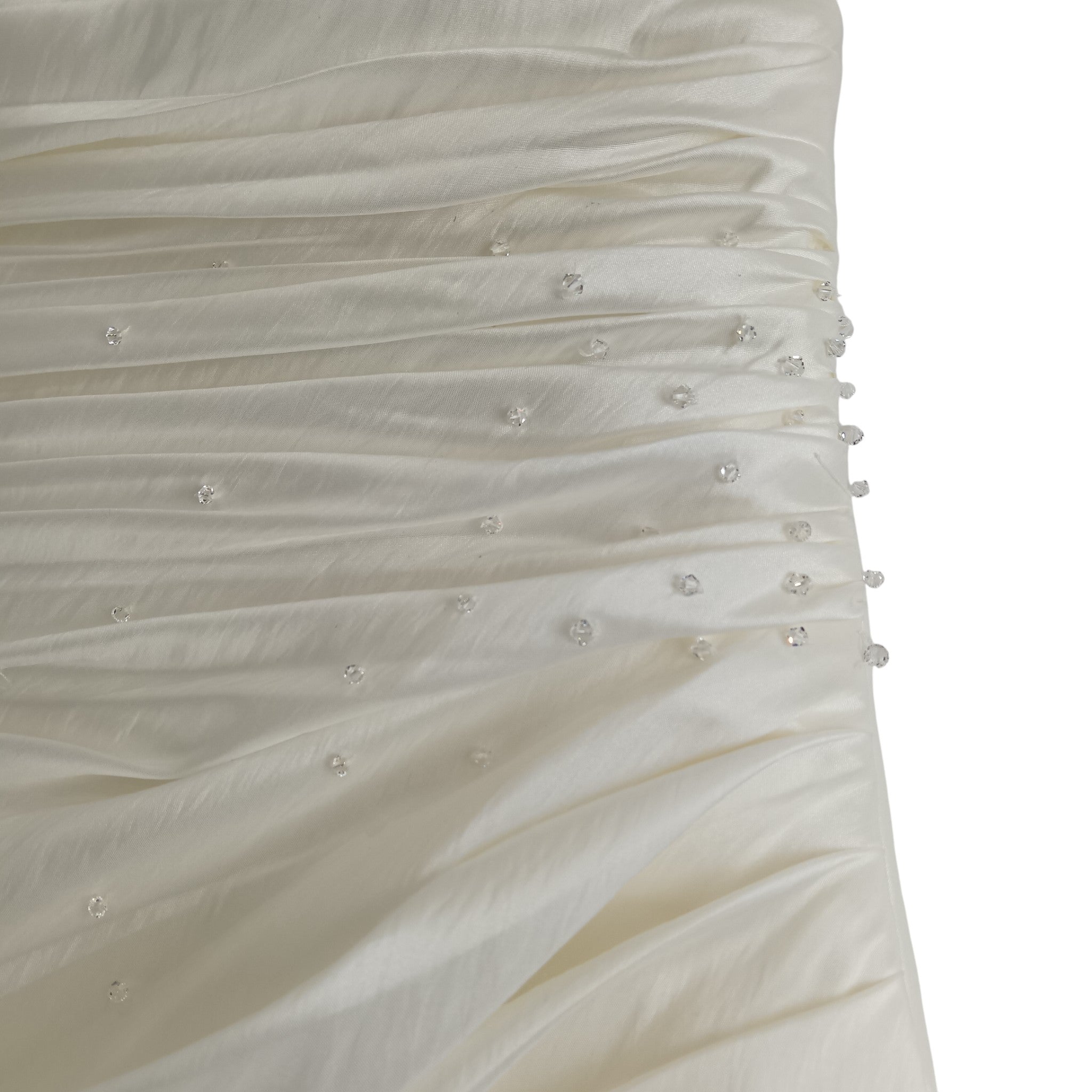 Close up image for Ivory Satin Wedding Hi-low Draped Dress Strapless UK 12  Womenswear | Pre-loved