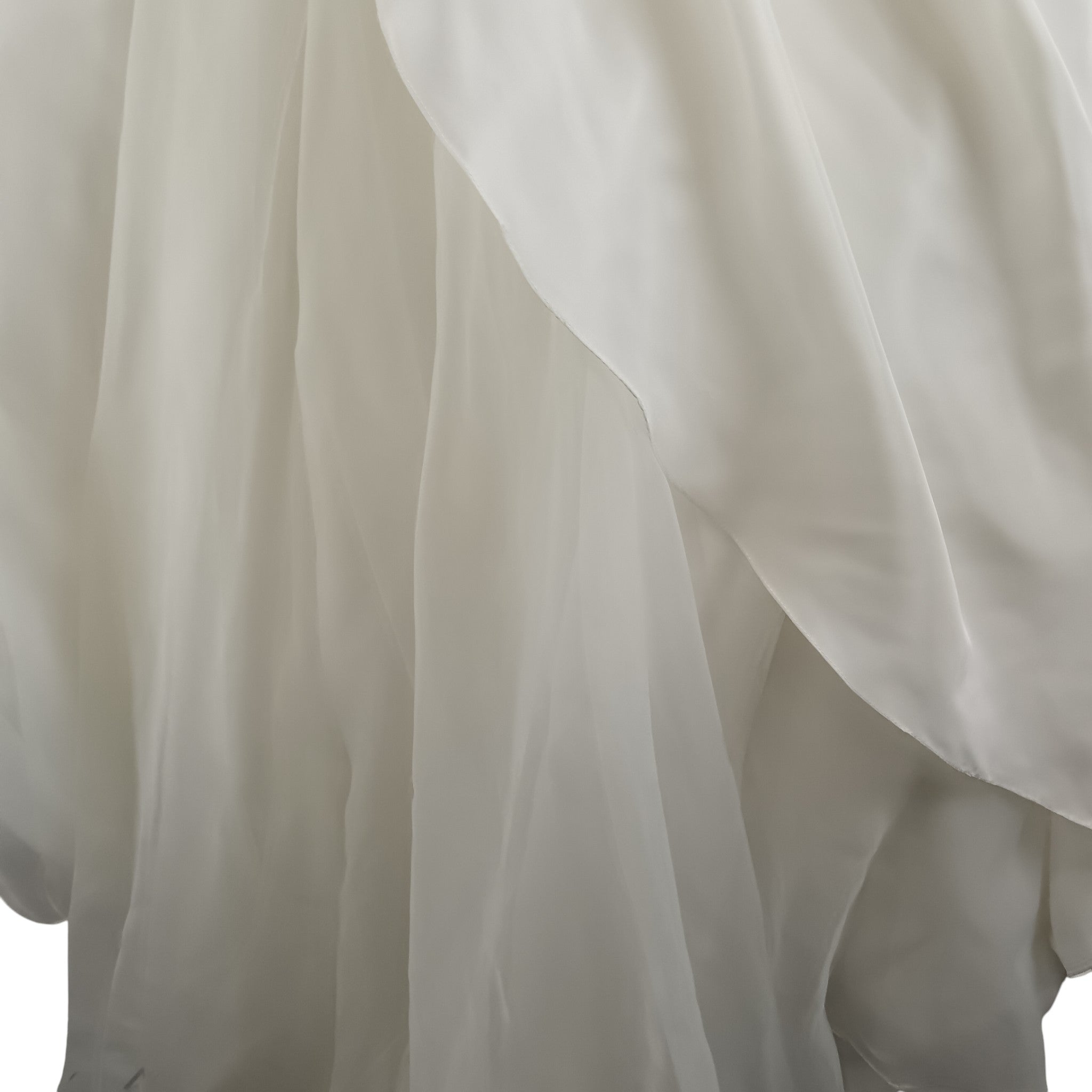 Close up skirt image for Trudy Lee Ivory Satin Wedding Dress Embellished Straps  UK 16-  Womenswear | Pre-loved